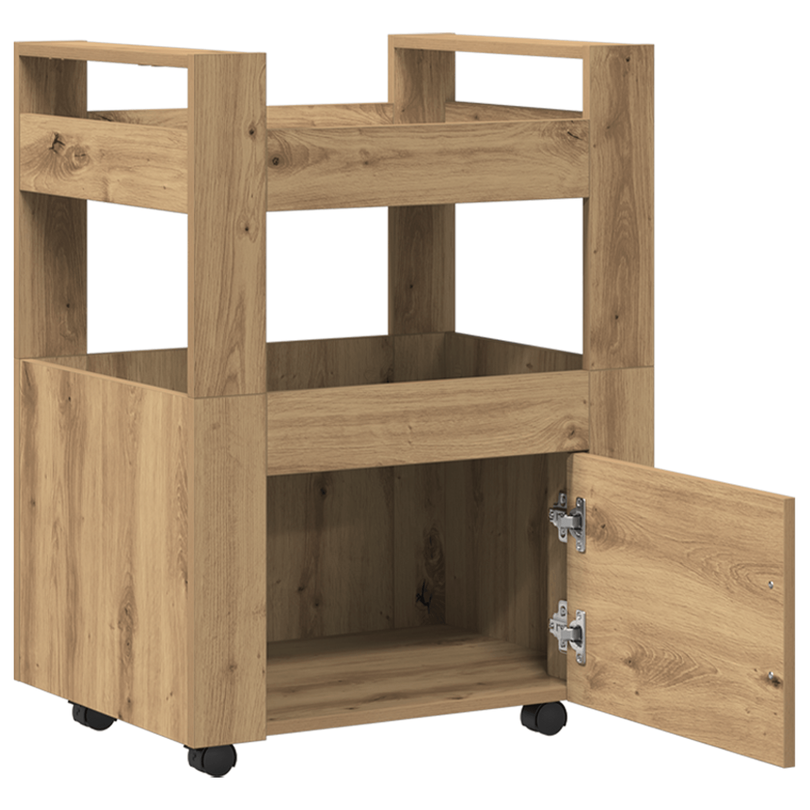 Carucior bucatarie, stejar artizanal 60x45x80 cm lemn prelucrat — imaginea 5