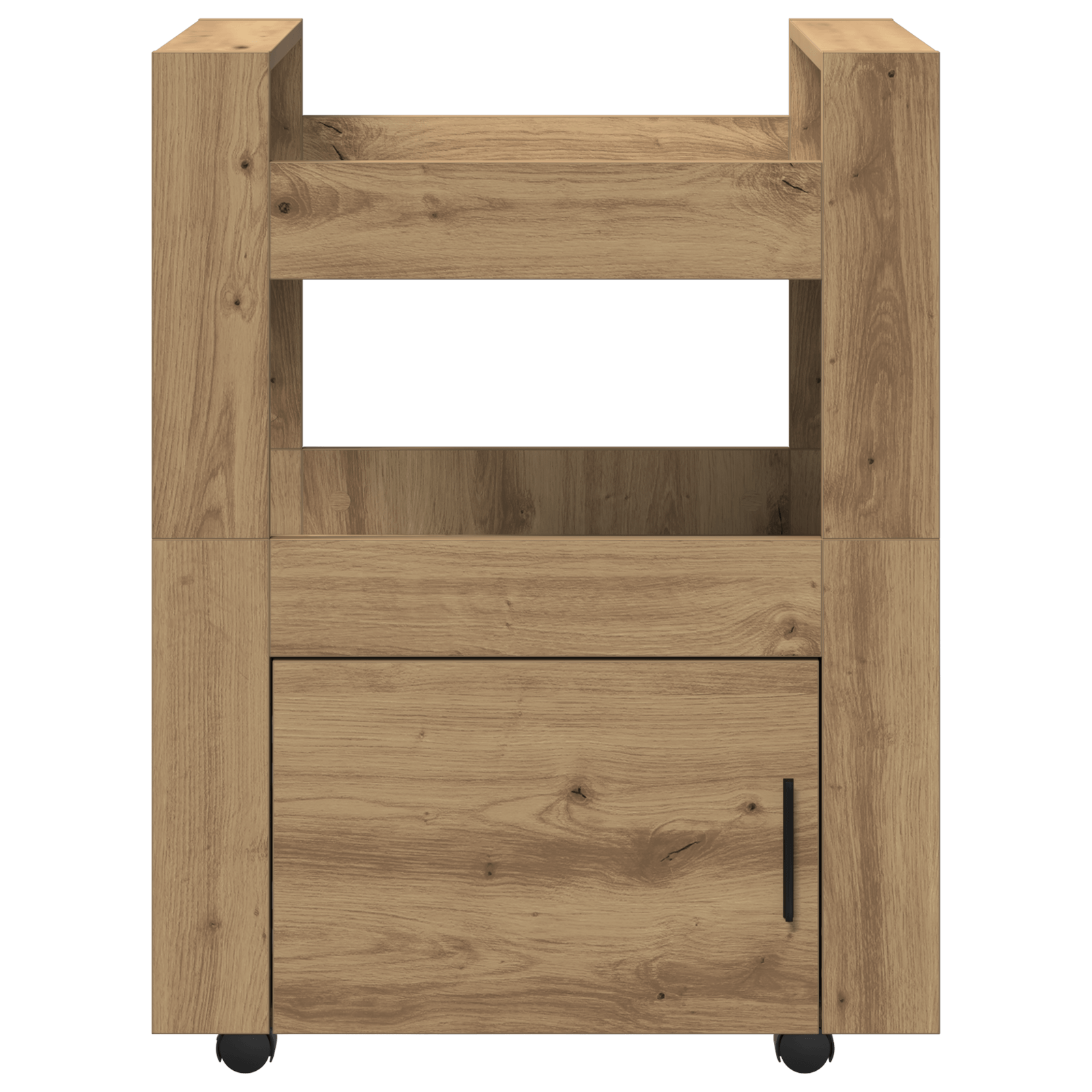 Carucior bucatarie, stejar artizanal 60x45x80 cm lemn prelucrat — imaginea 6