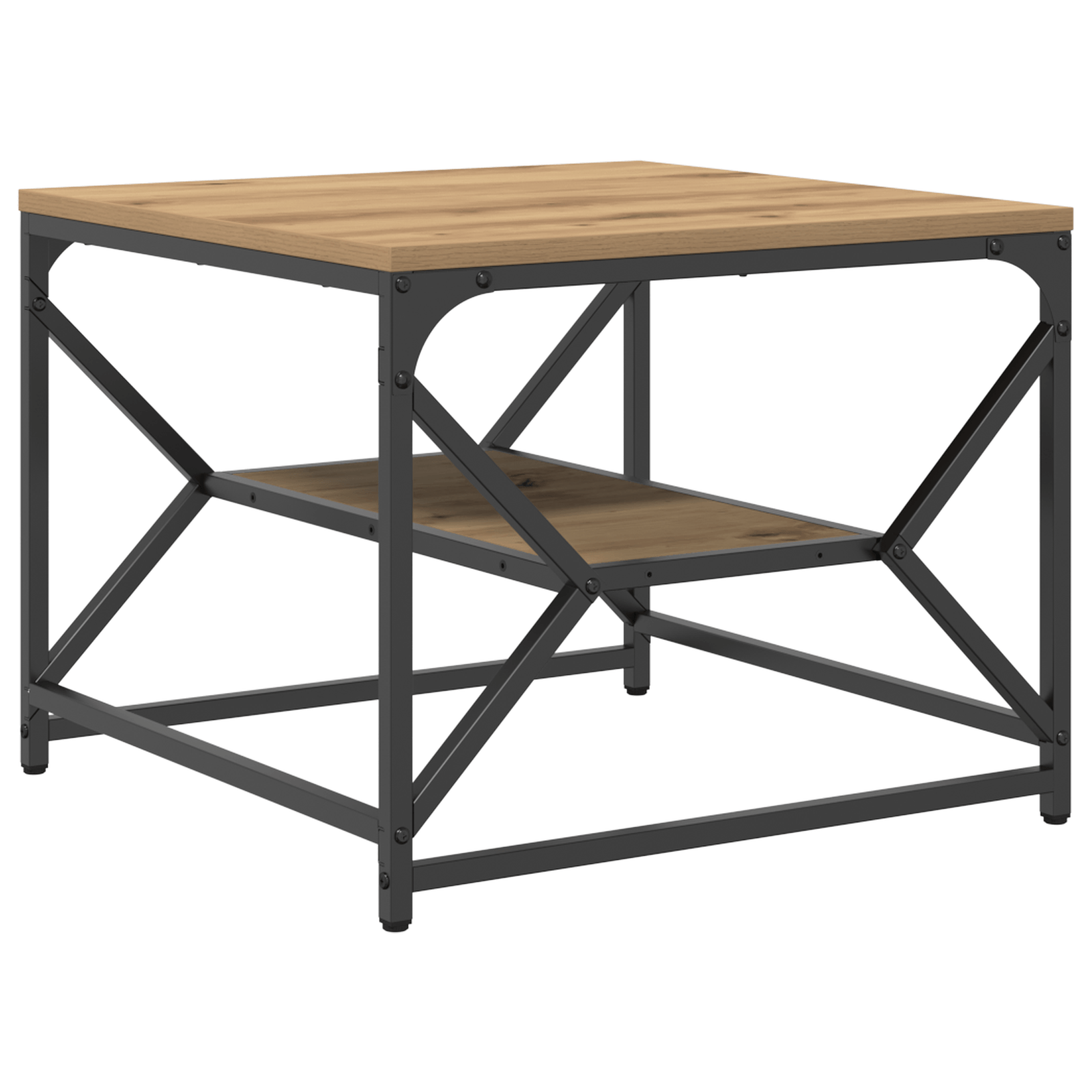 Masa de cafea cu raft Oakh Artisan 51x50x40 cm din lemn prelucrat — imaginea 5
