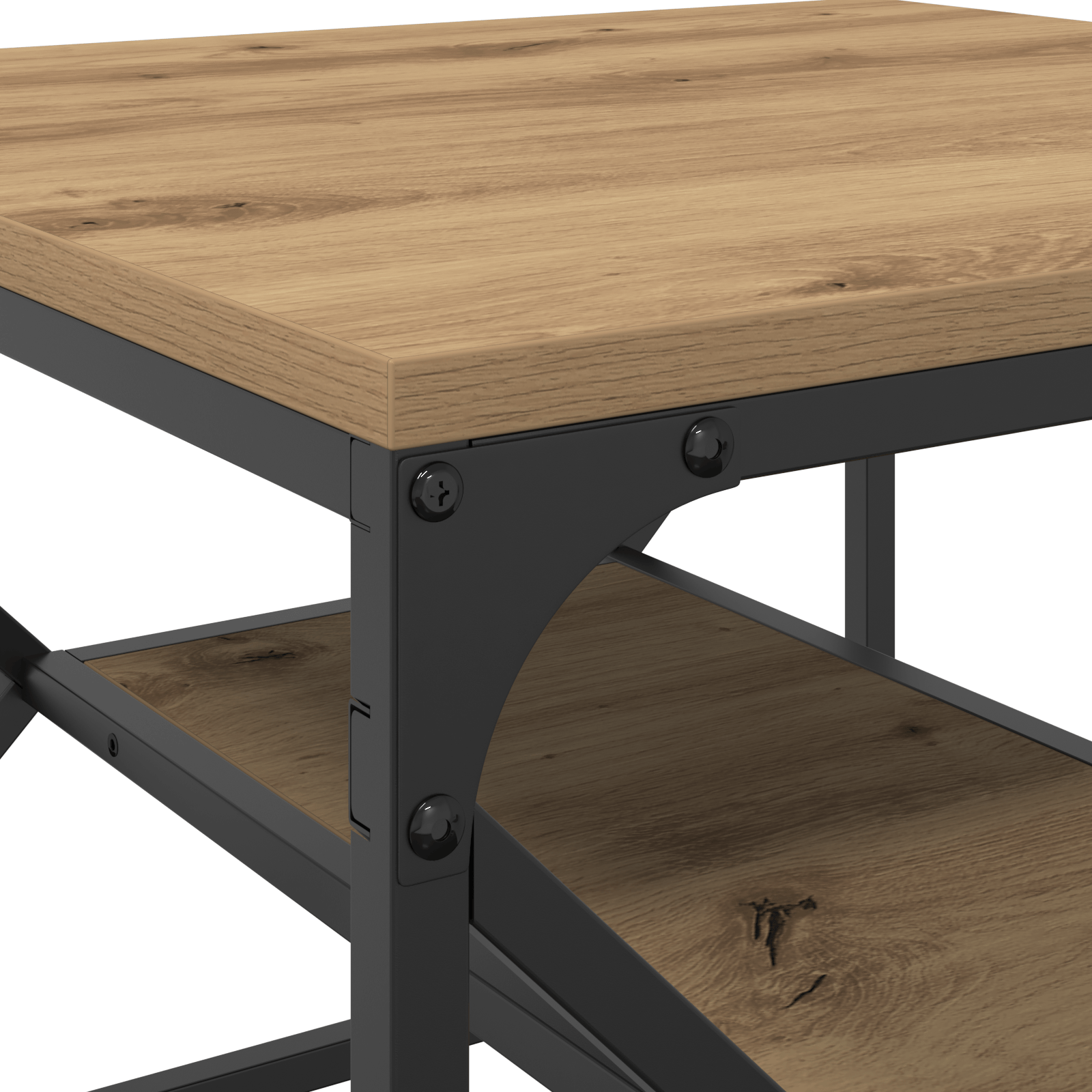 Masa de cafea cu raft Oakh Artisan 51x50x40 cm din lemn prelucrat — imaginea 8