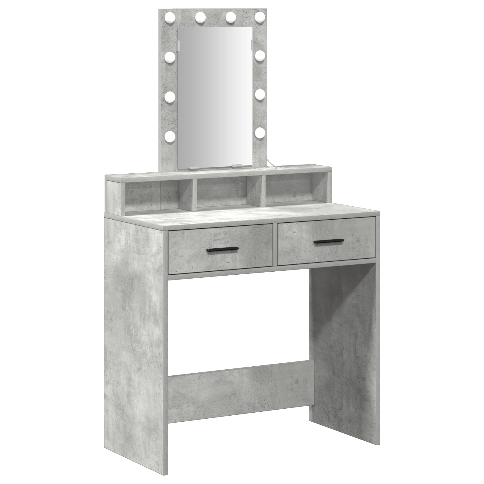 Masa de cosmetica cu LED, gri beton, 79x41x140 cm — imaginea 2