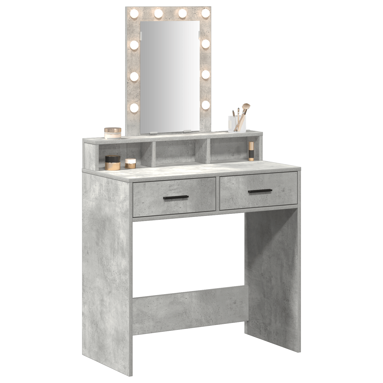 Masa de cosmetica cu LED, gri beton, 79x41x140 cm — imaginea 3
