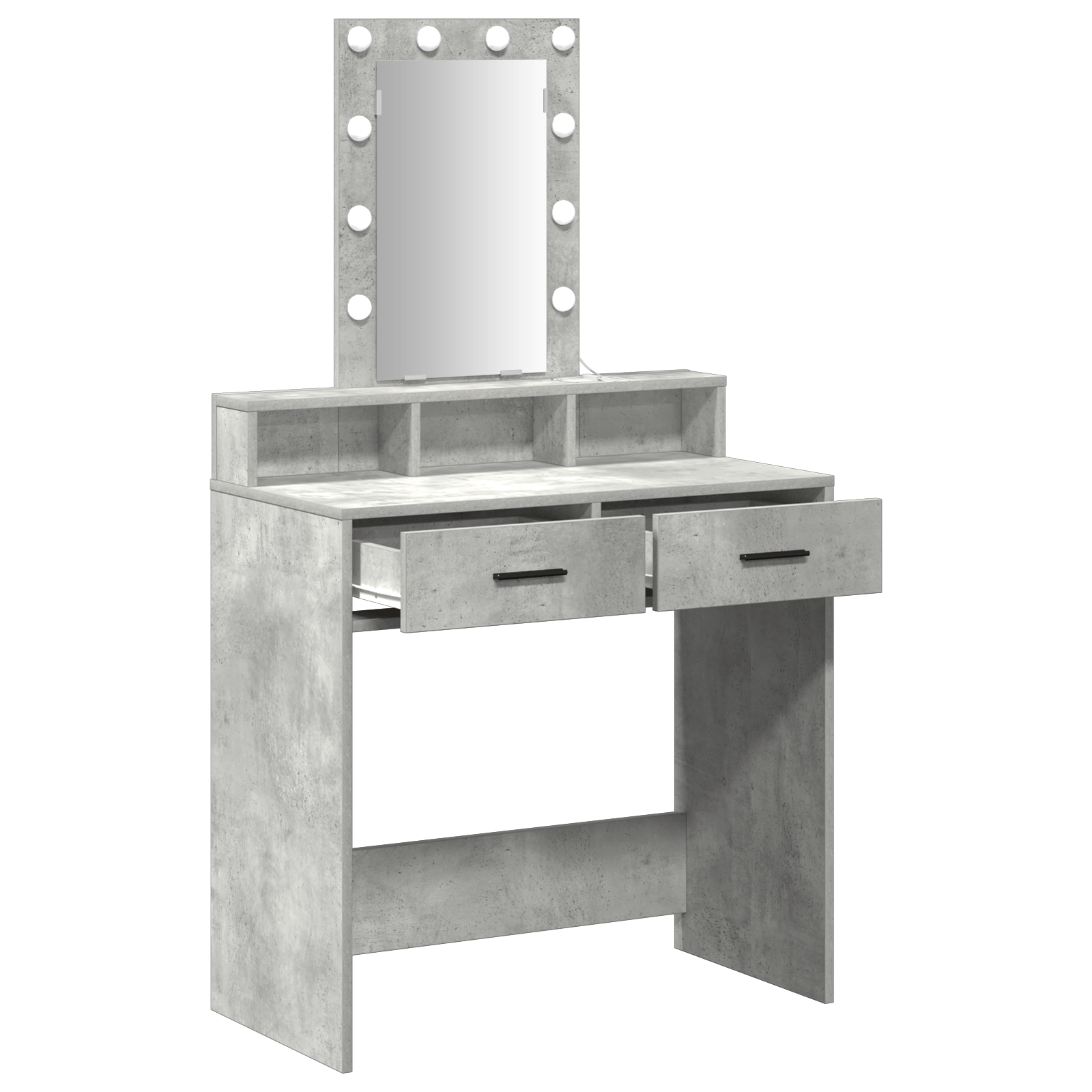 Masa de cosmetica cu LED, gri beton, 79x41x140 cm — imaginea 4