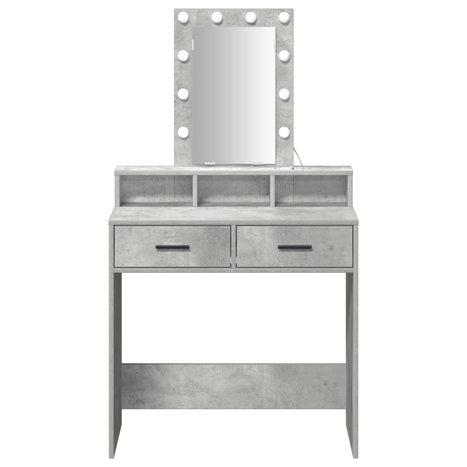 Masa de cosmetica cu LED, gri beton, 79x41x140 cm — imaginea 5
