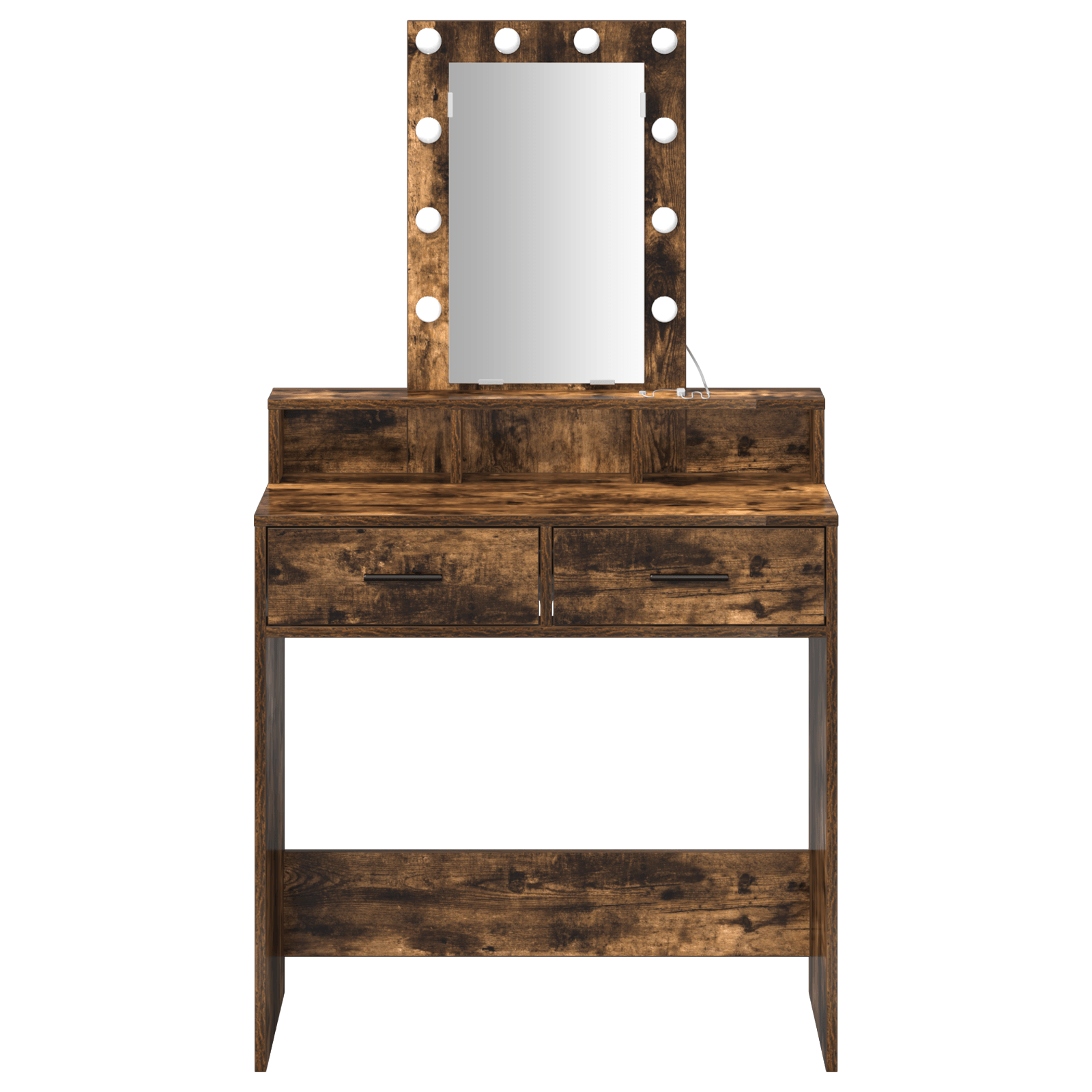 Masa de cosmetica cu LED, stejar fumuriu, 79x41x140 cm — imaginea 5