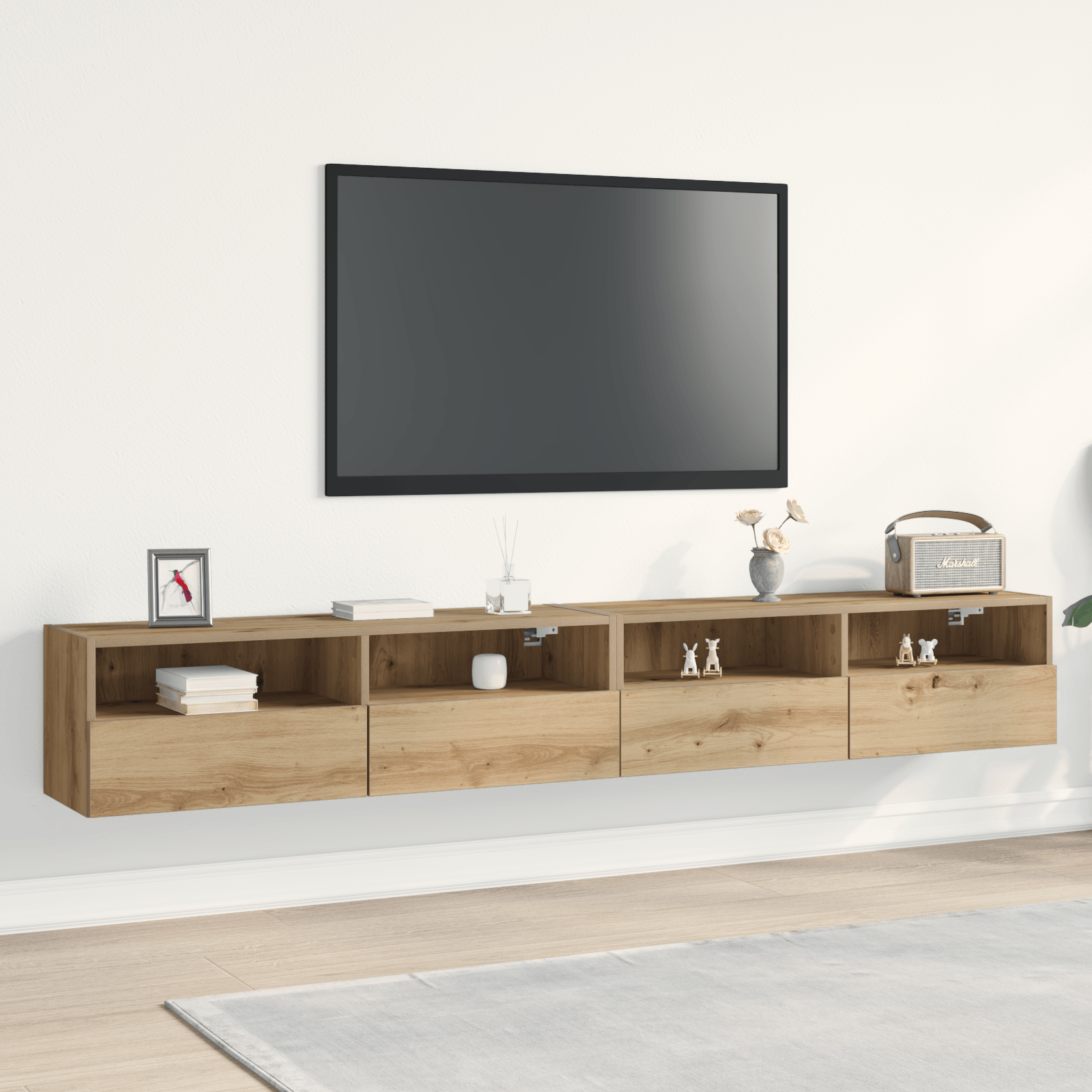 Dulapuri TV de perete 2 buc. stejar artizanal 100x30x30 cm lemn