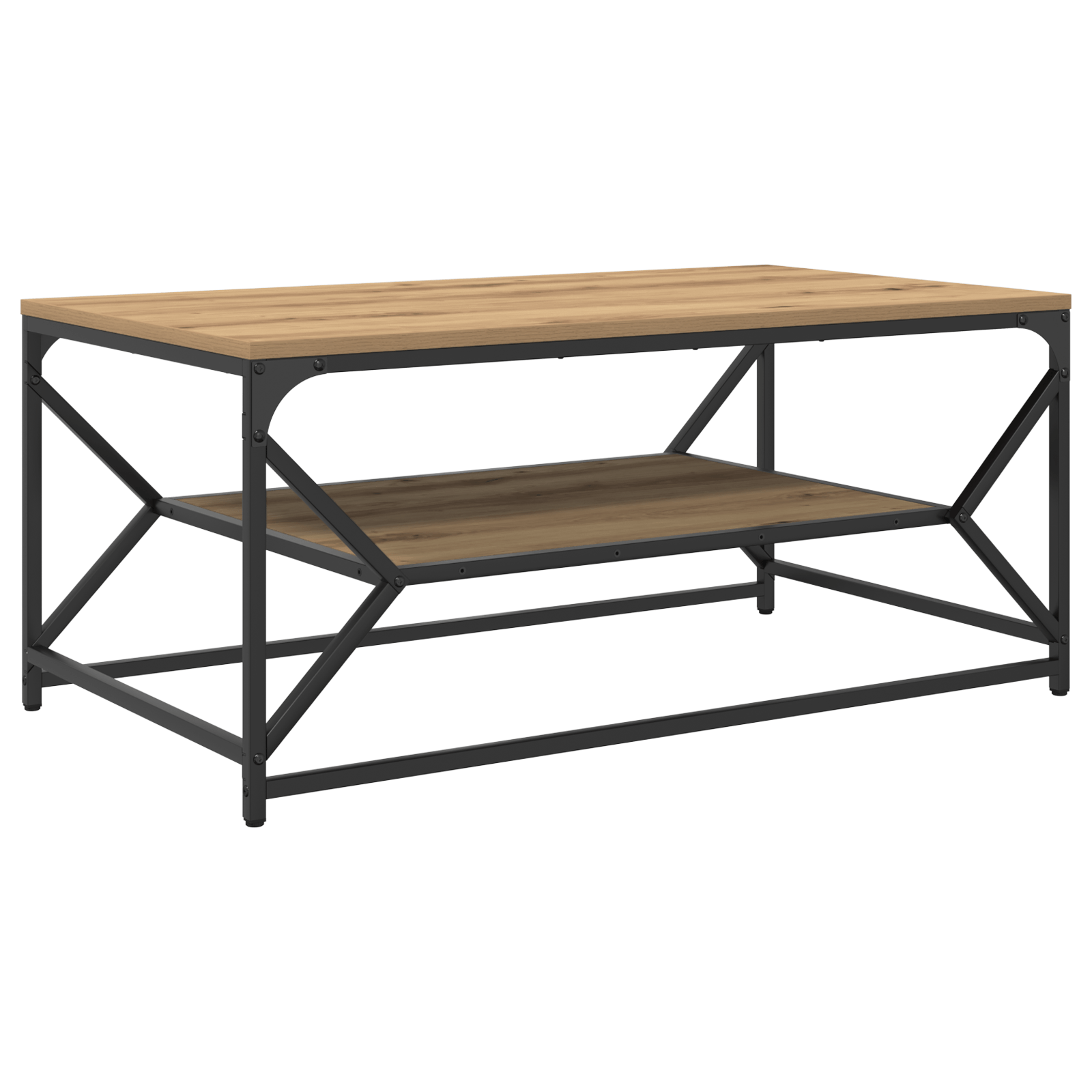 Masa de cafea cu raft din stejar handmade 90x50x40 cm din lemn — imaginea 2