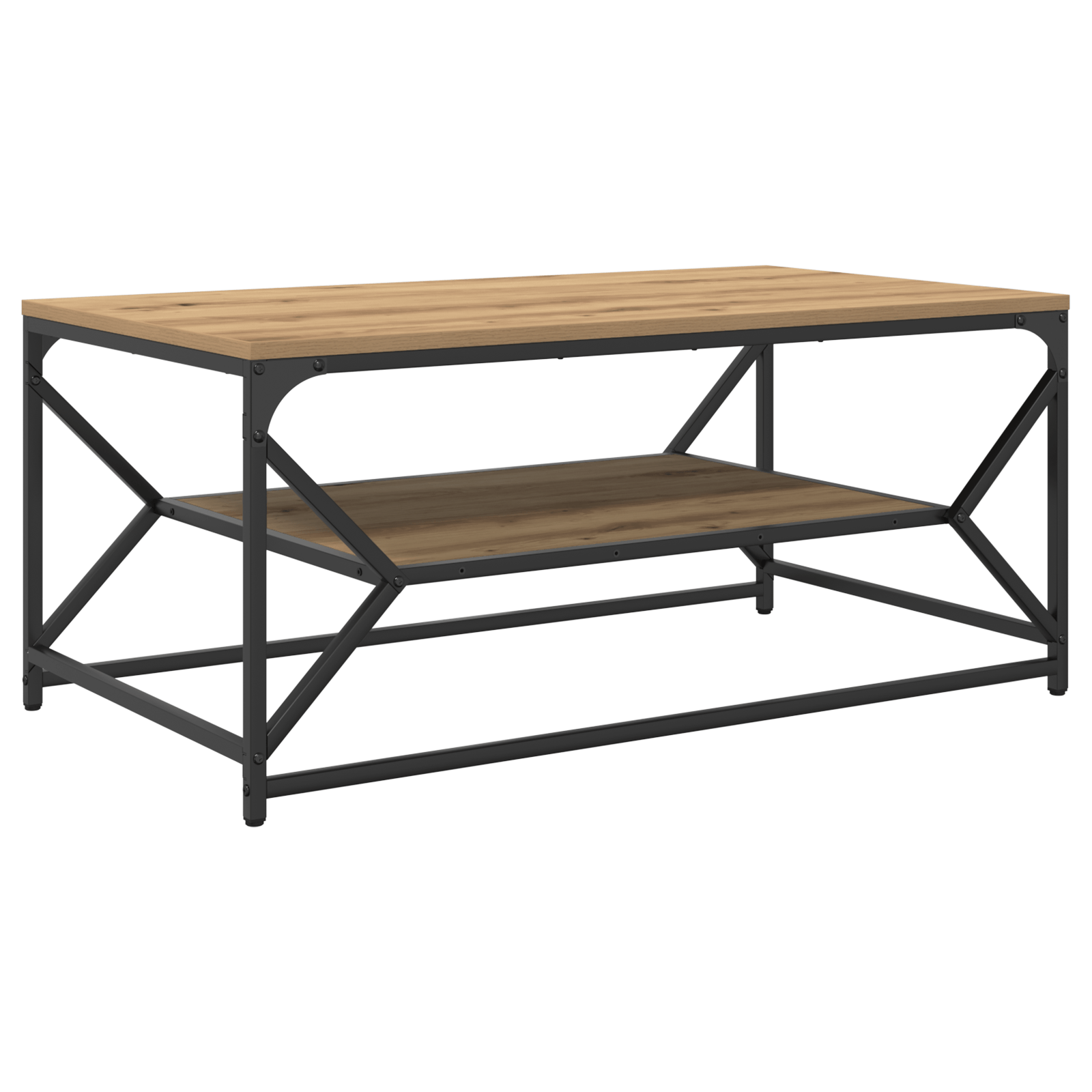 Masa de cafea cu raft din stejar handmade 90x50x40 cm din lemn — imaginea 7