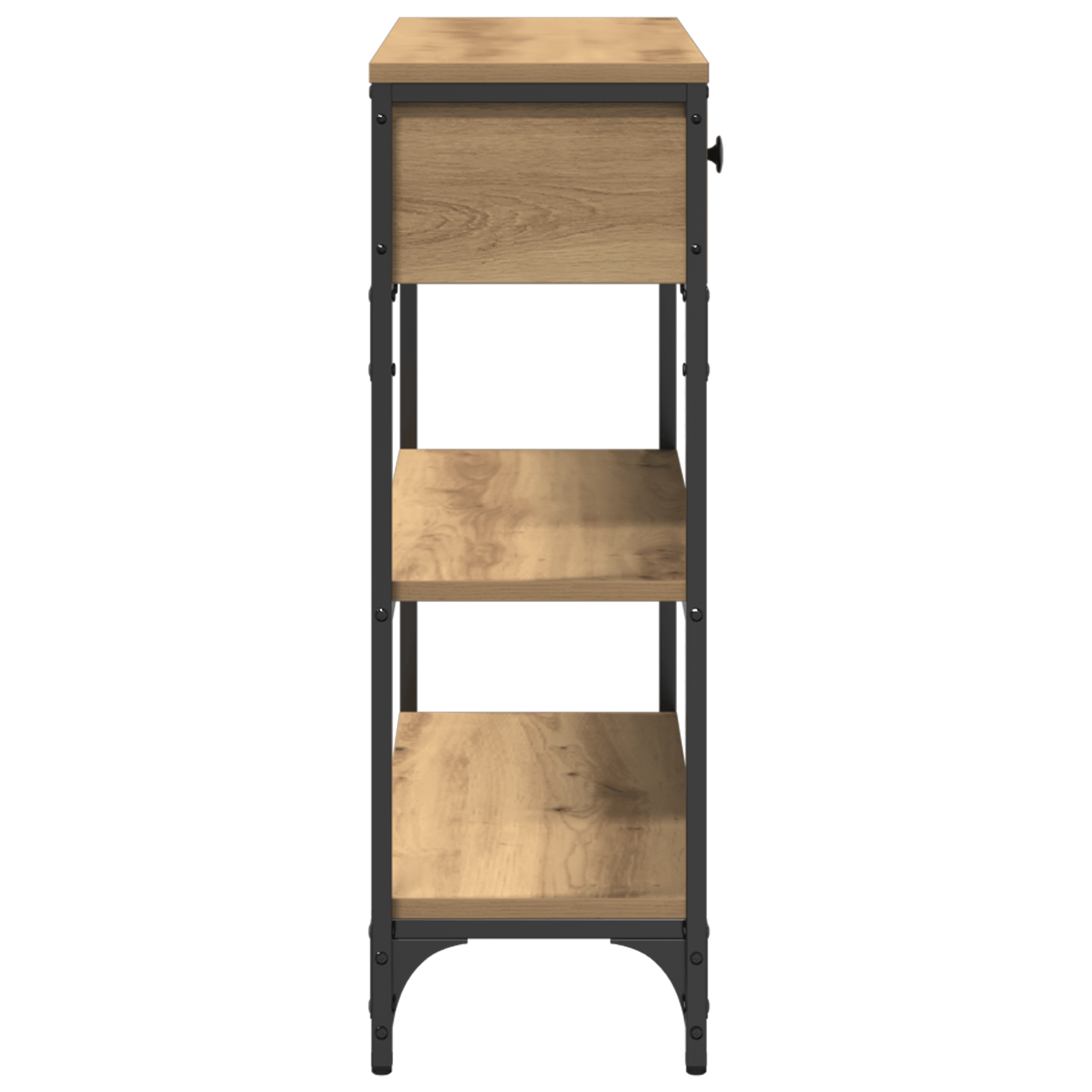 Masa consola, stejar artizanal, 72,5x25x75 cm, lemn si otel — imaginea 7