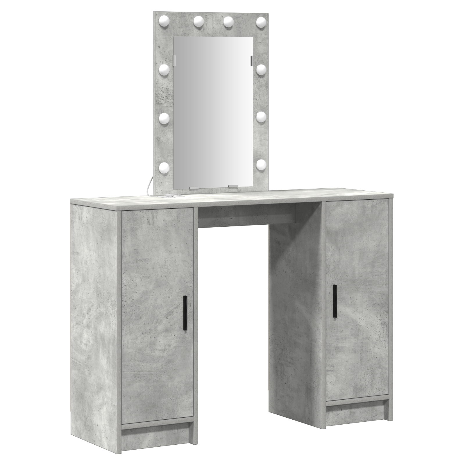 Masa de toaleta cu LED, gri beton, 102x33x135 cm — imaginea 2