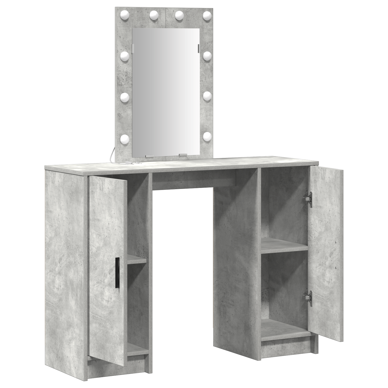 Masa de toaleta cu LED, gri beton, 102x33x135 cm — imaginea 4