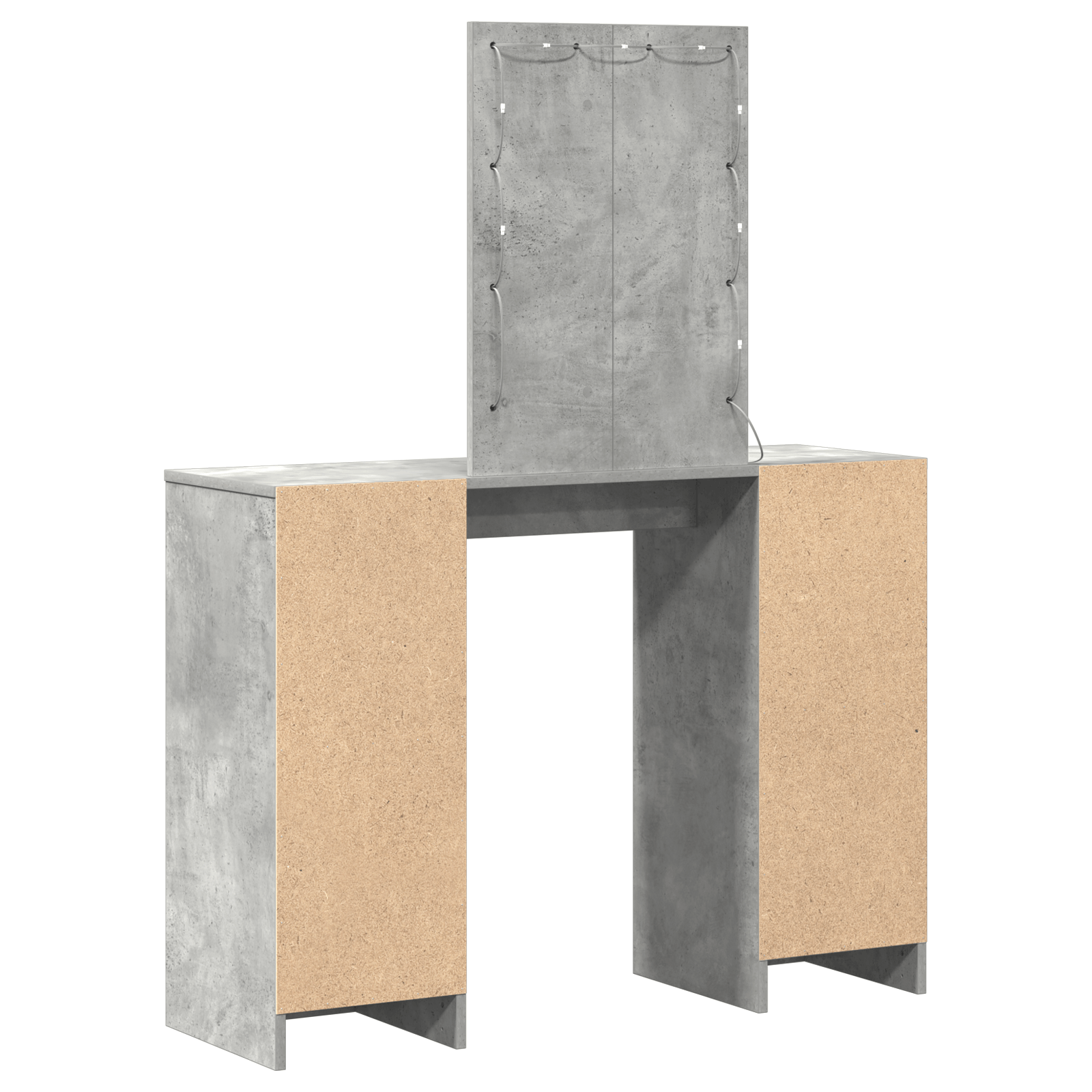 Masa de toaleta cu LED, gri beton, 102x33x135 cm — imaginea 7