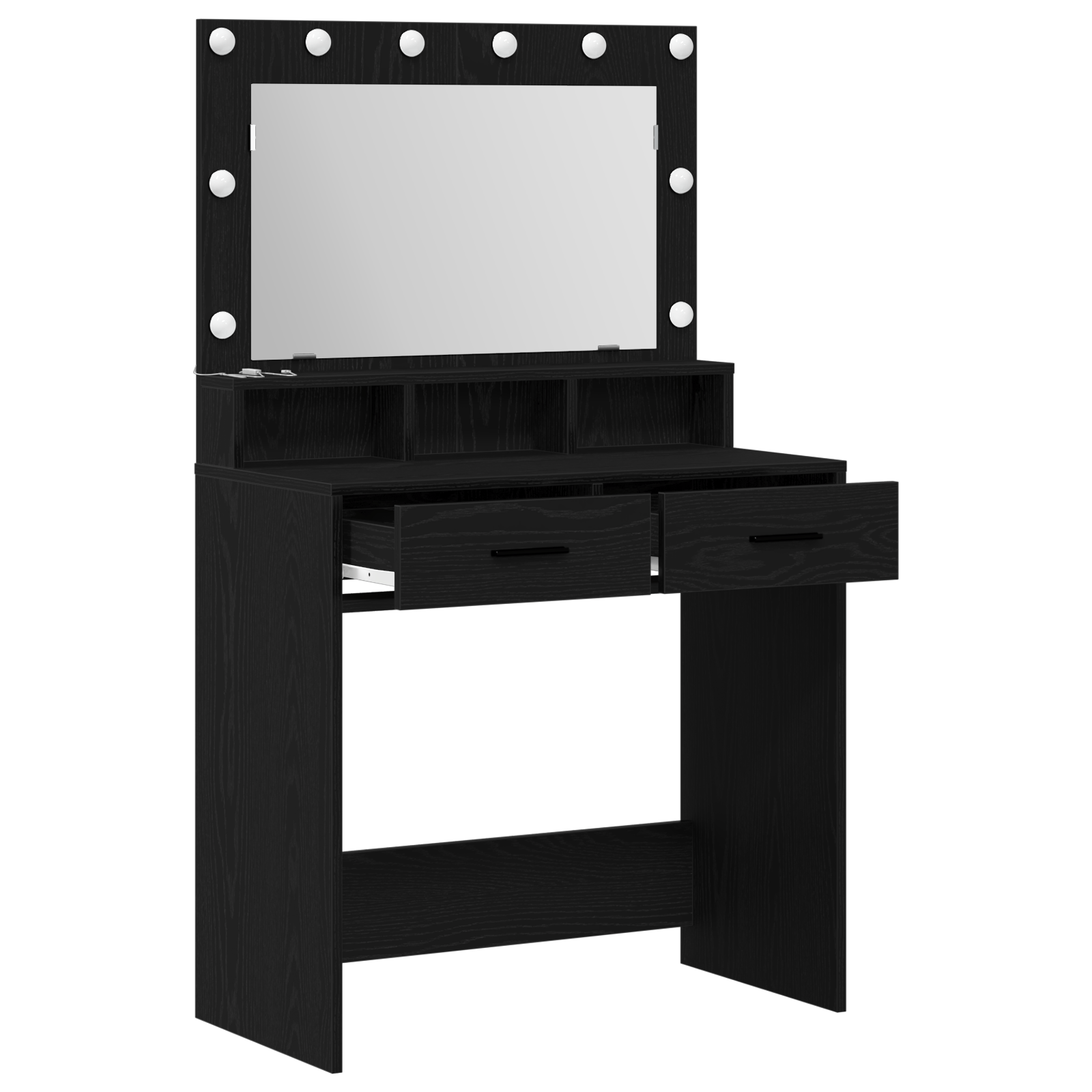 Masa de toaleta cu lumini LED, stejar negru, 79x41x135 cm — imaginea 4