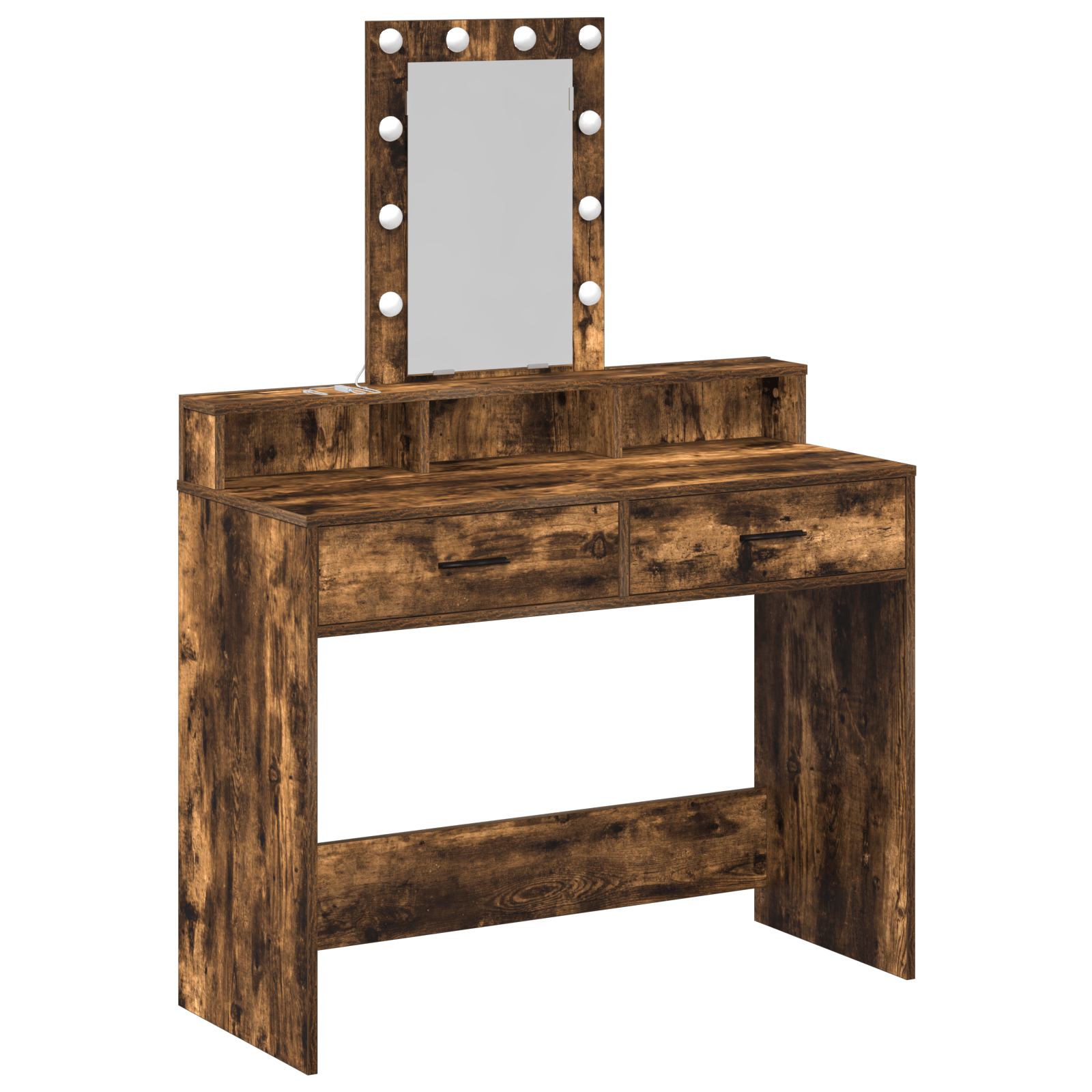 masa de toaleta cu lumini LED Stejar afumat 100x41x140 cm — imaginea 2