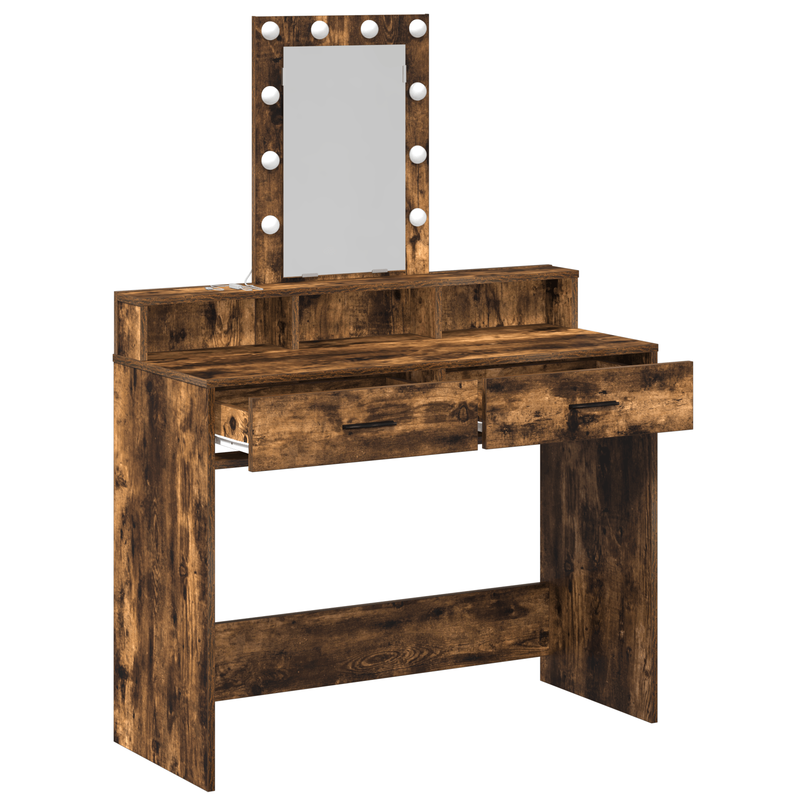 masa de toaleta cu lumini LED Stejar afumat 100x41x140 cm — imaginea 4