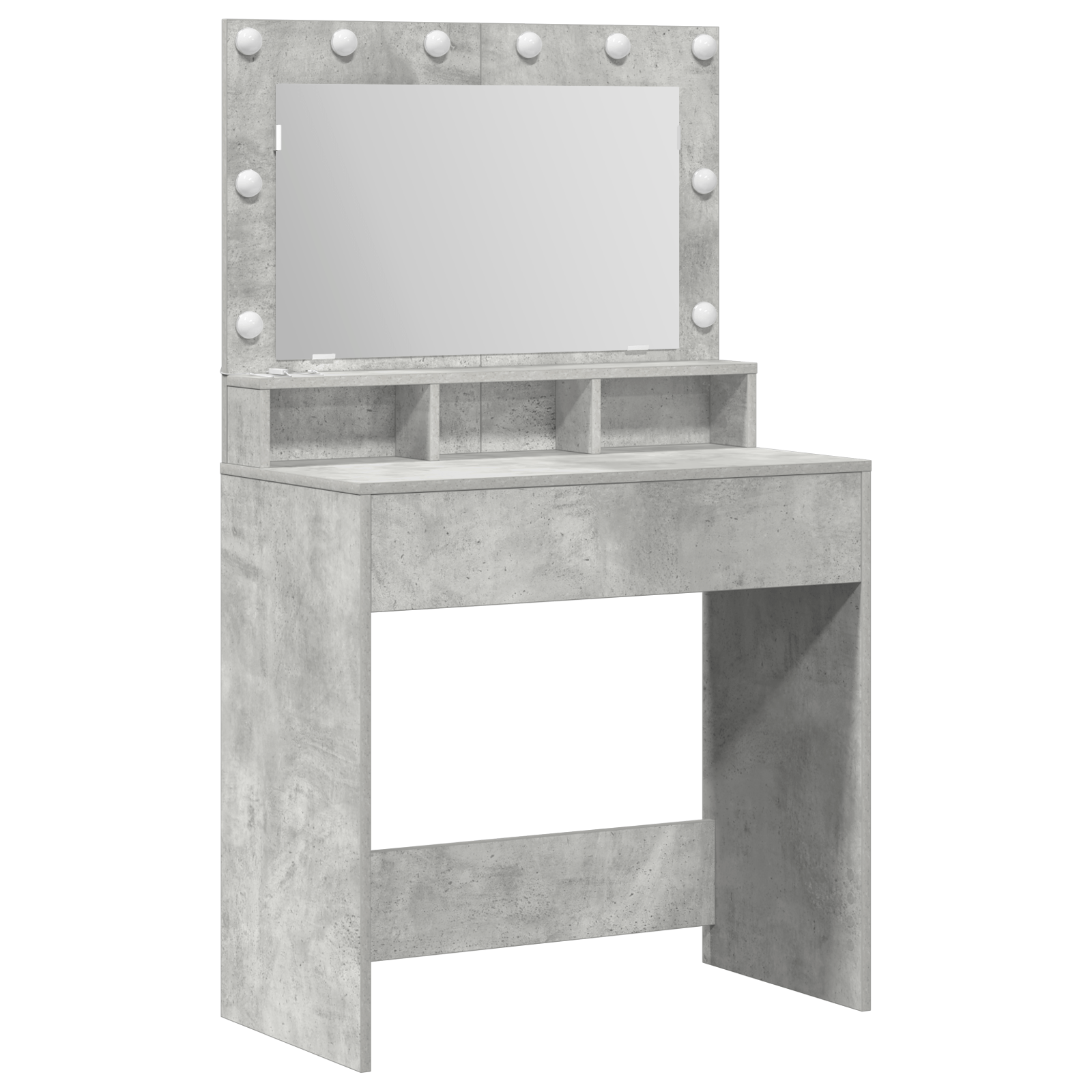 Masa de toaleta cu lumini LED, gri beton, 79x41x135 cm — imaginea 2