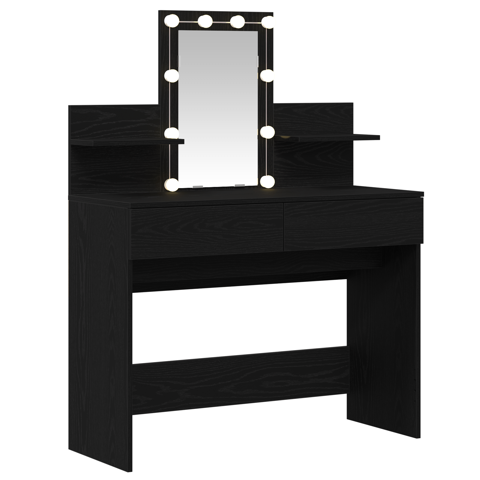 Masa de toaleta cu LED, stejar negru, 100x40x130 cm — imaginea 5