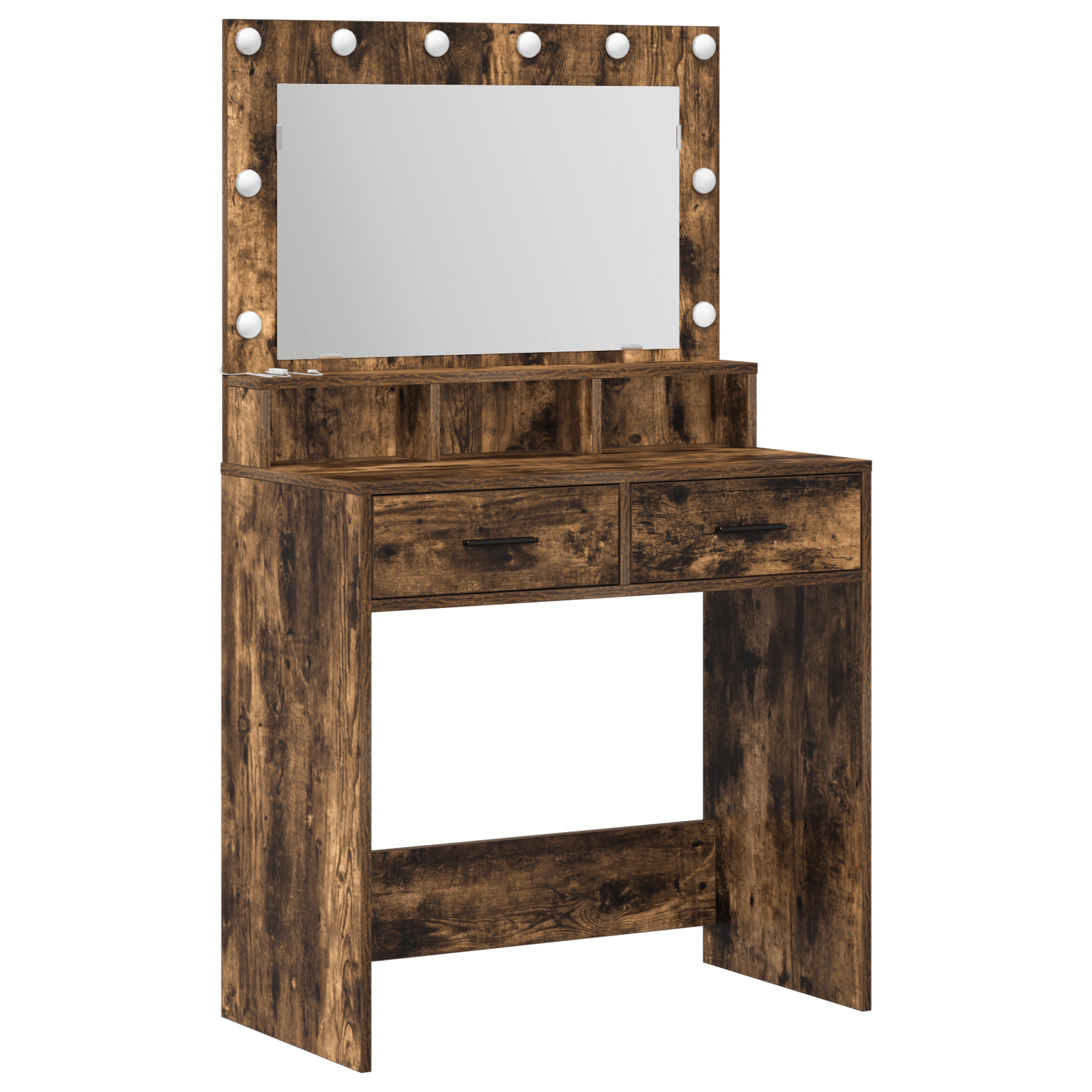 Masa de cosmetica cu lumini LED, stejar fumuriu, 79x41x135 cm — imaginea 2