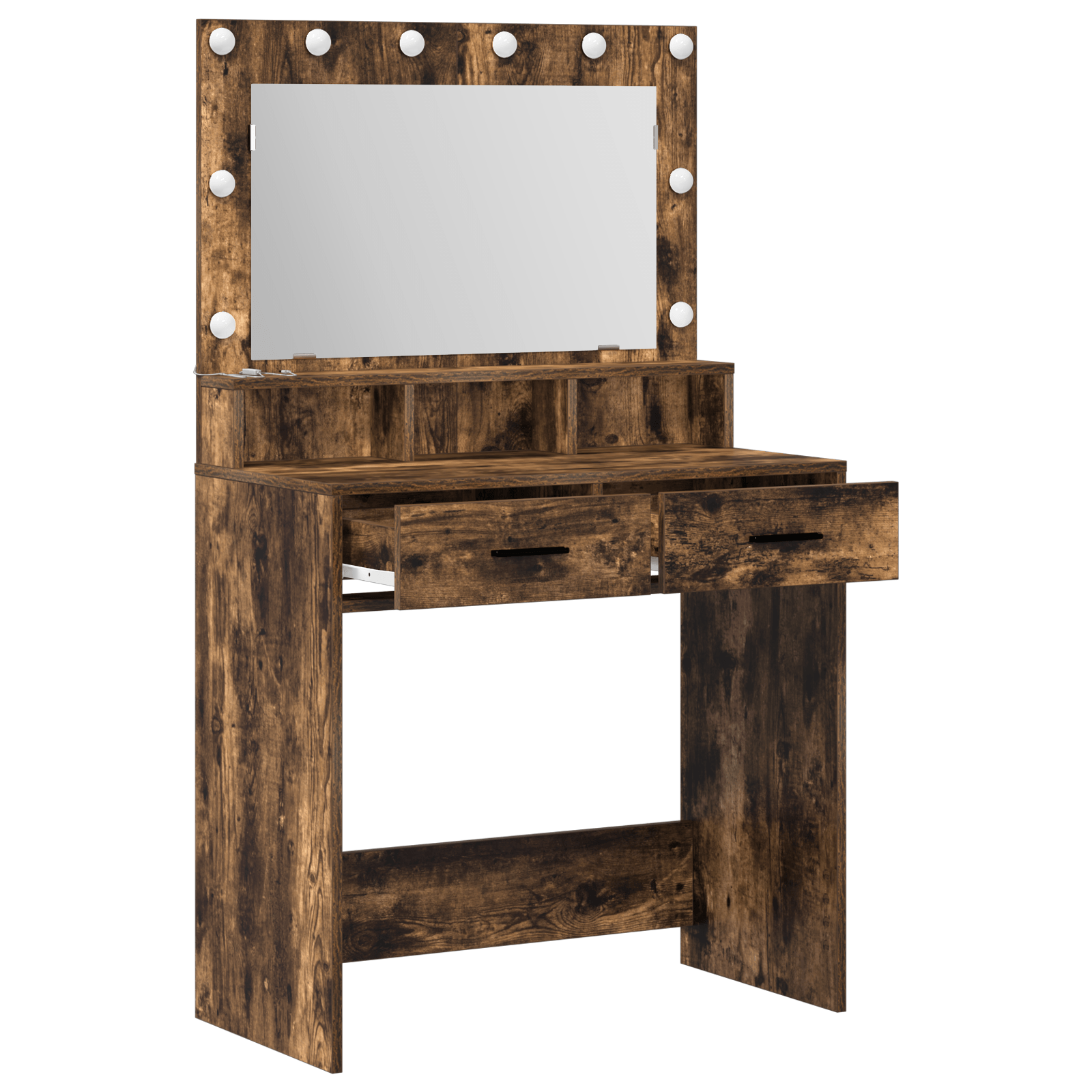 Masa de cosmetica cu lumini LED, stejar fumuriu, 79x41x135 cm — imaginea 4