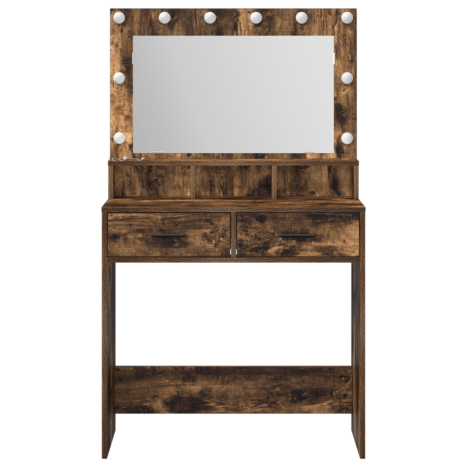 Masa de cosmetica cu lumini LED, stejar fumuriu, 79x41x135 cm — imaginea 5