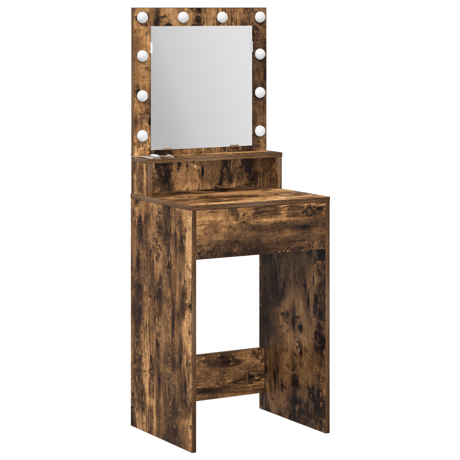 Masa de cosmetica cu lumini LED, stejar fumuriu, 50x41x135 cm — imaginea 2