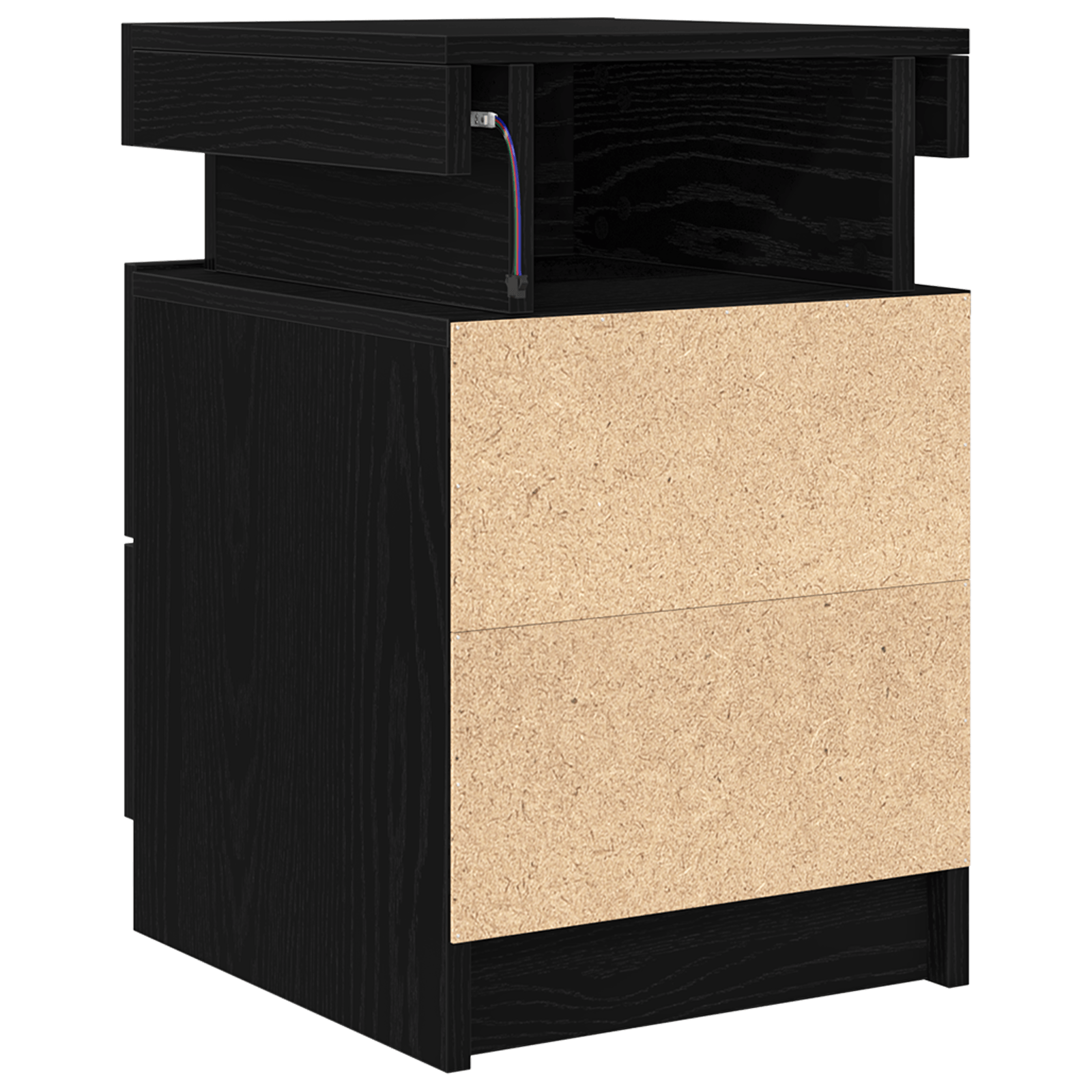 Noptiera cu lumini LED, stejar negru, 35x39x55 cm — imaginea 8