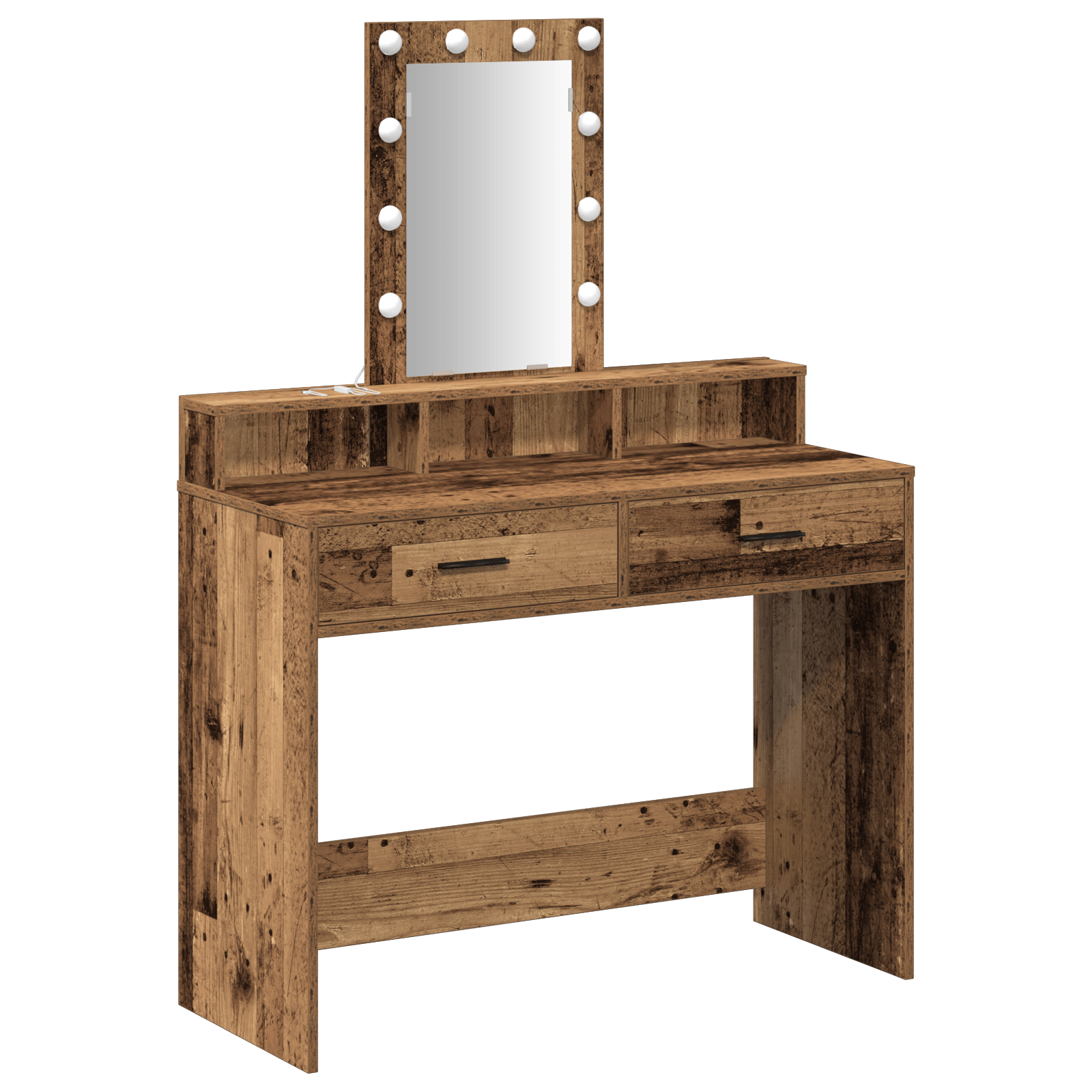 Masa de toaleta cu LED, lemn vintage, 100x41x140 cm — imaginea 2