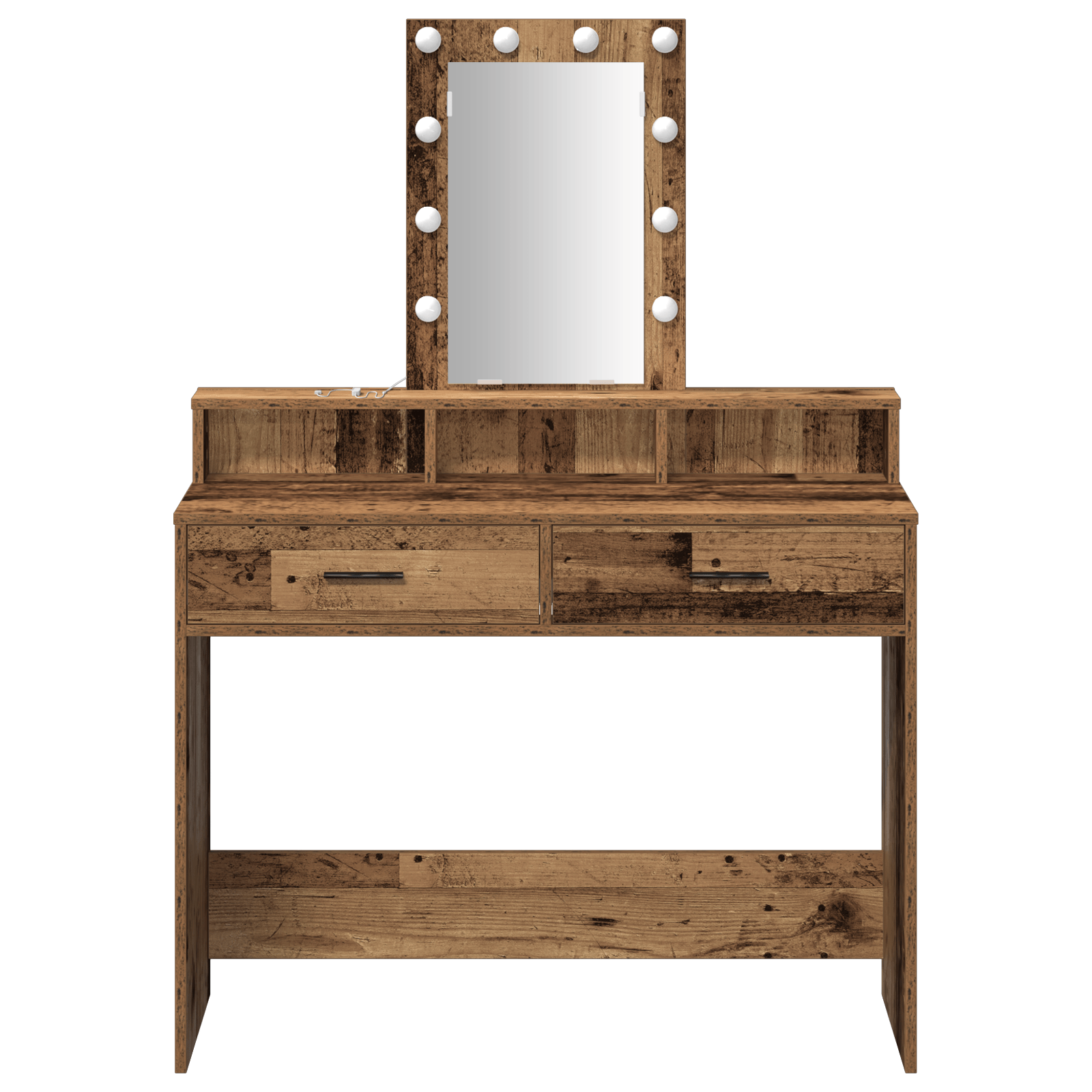 Masa de toaleta cu LED, lemn vintage, 100x41x140 cm — imaginea 5