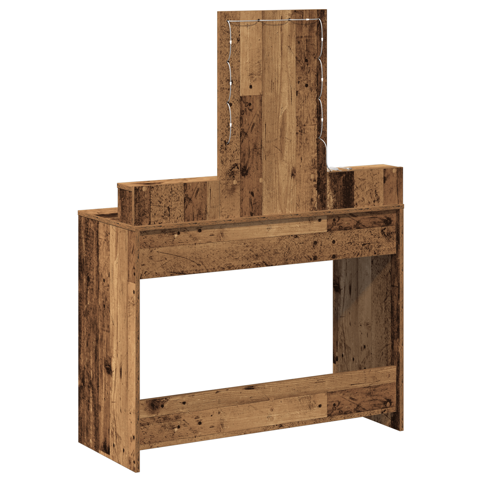 Masa de toaleta cu LED, lemn vintage, 100x41x140 cm — imaginea 7