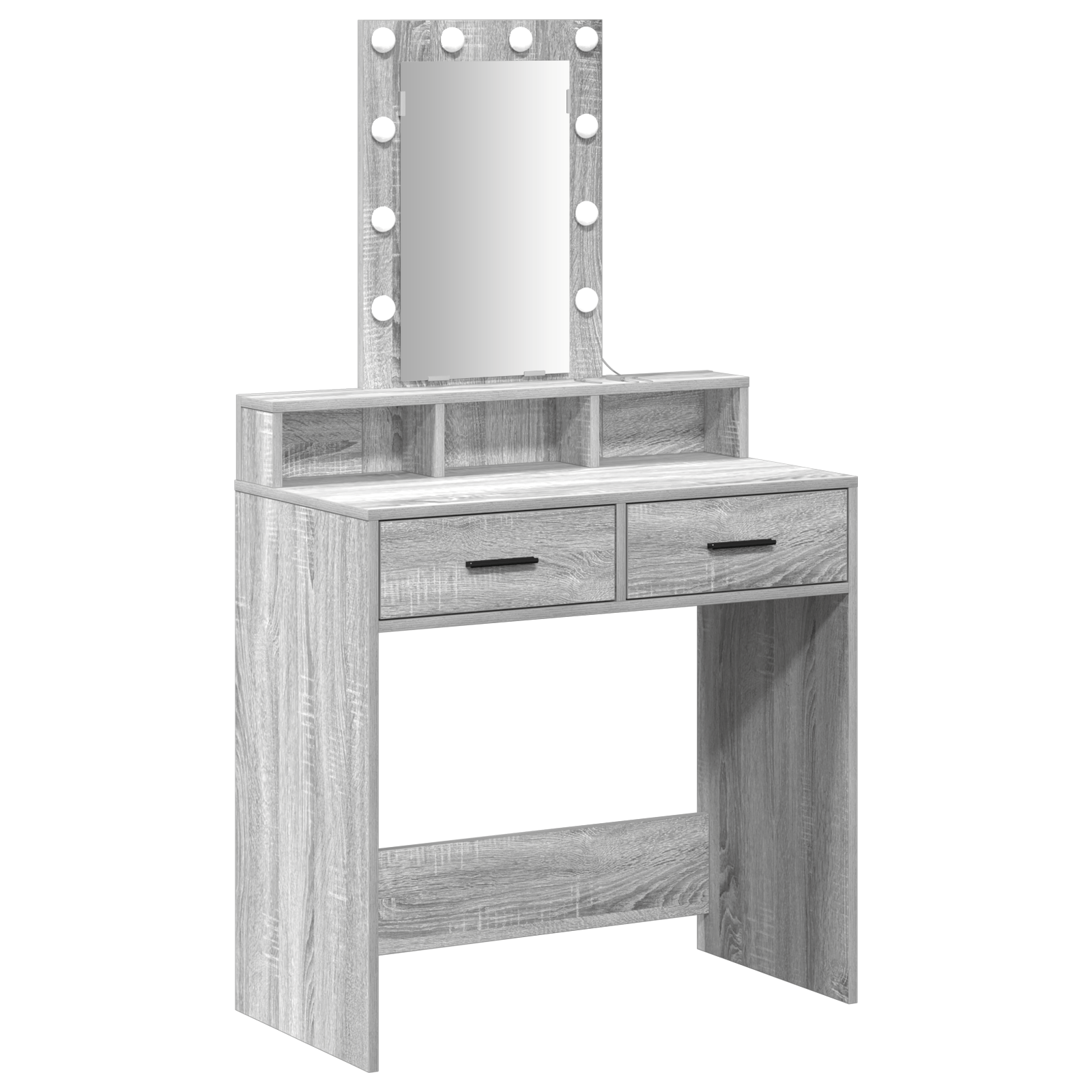 Masa de cosmetica cu LED, gri sonoma, 79x41x140 cm — imaginea 2