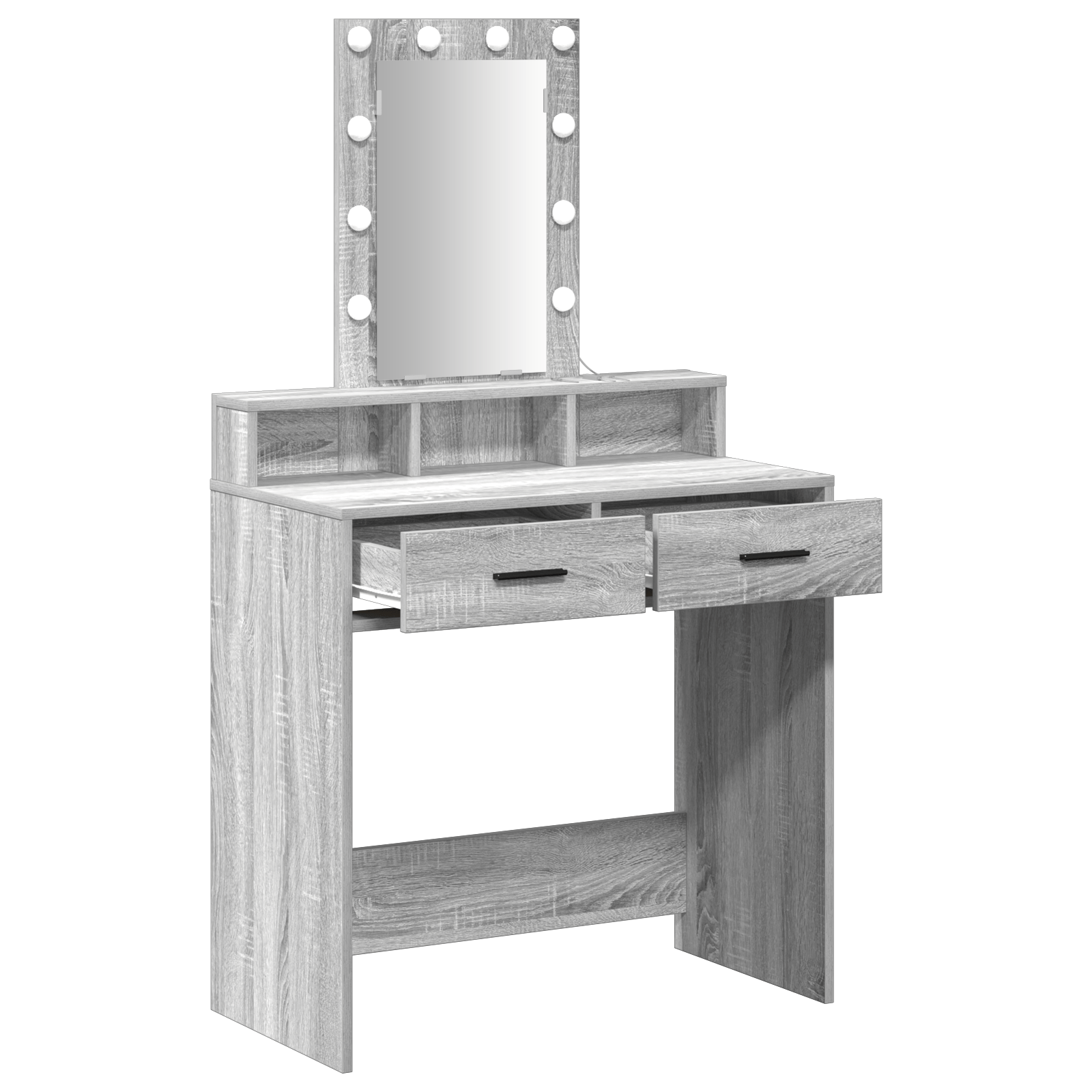 Masa de cosmetica cu LED, gri sonoma, 79x41x140 cm — imaginea 4