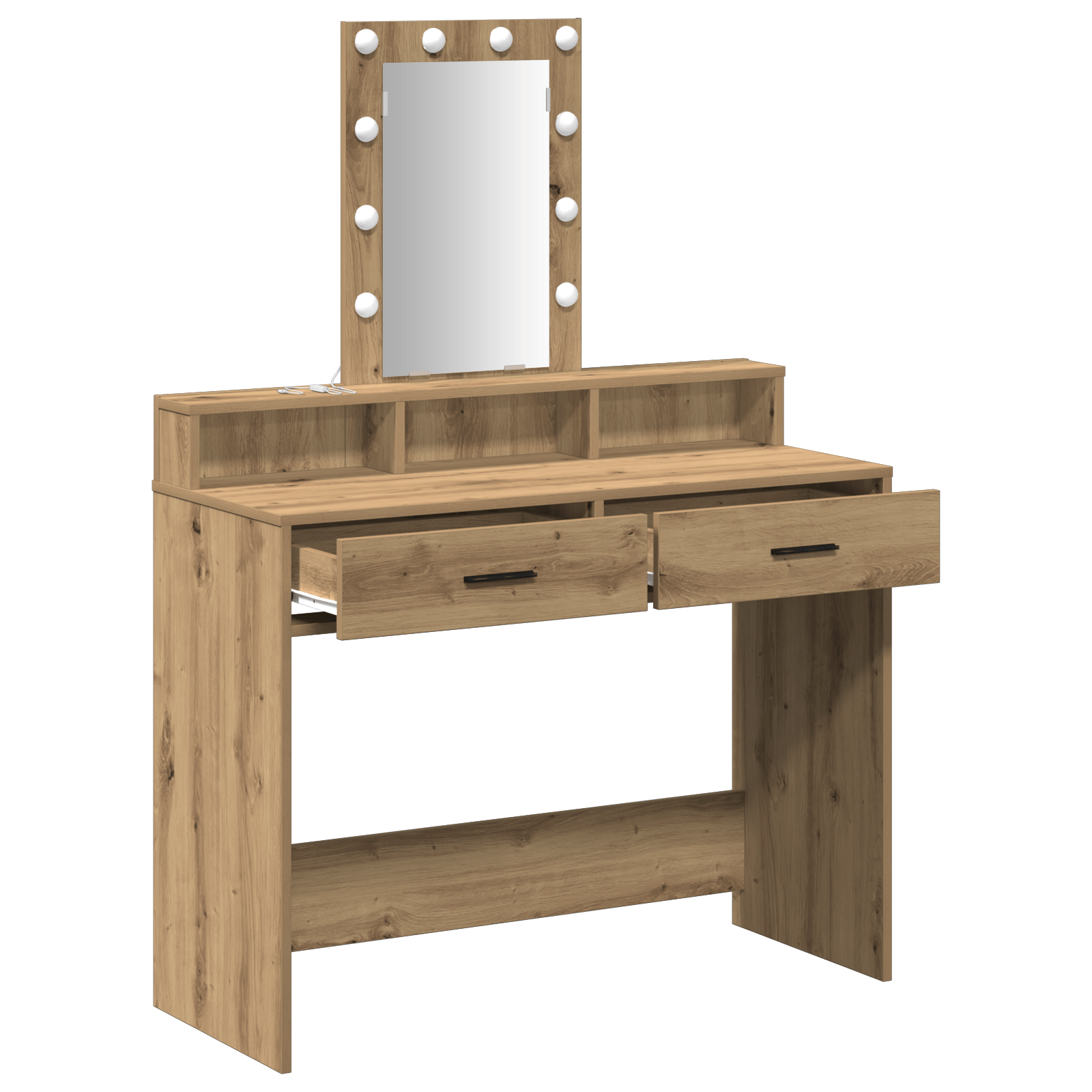 Masa de toaleta cu lumini LED Stejar Artisan 100x41x140 cm — imaginea 4