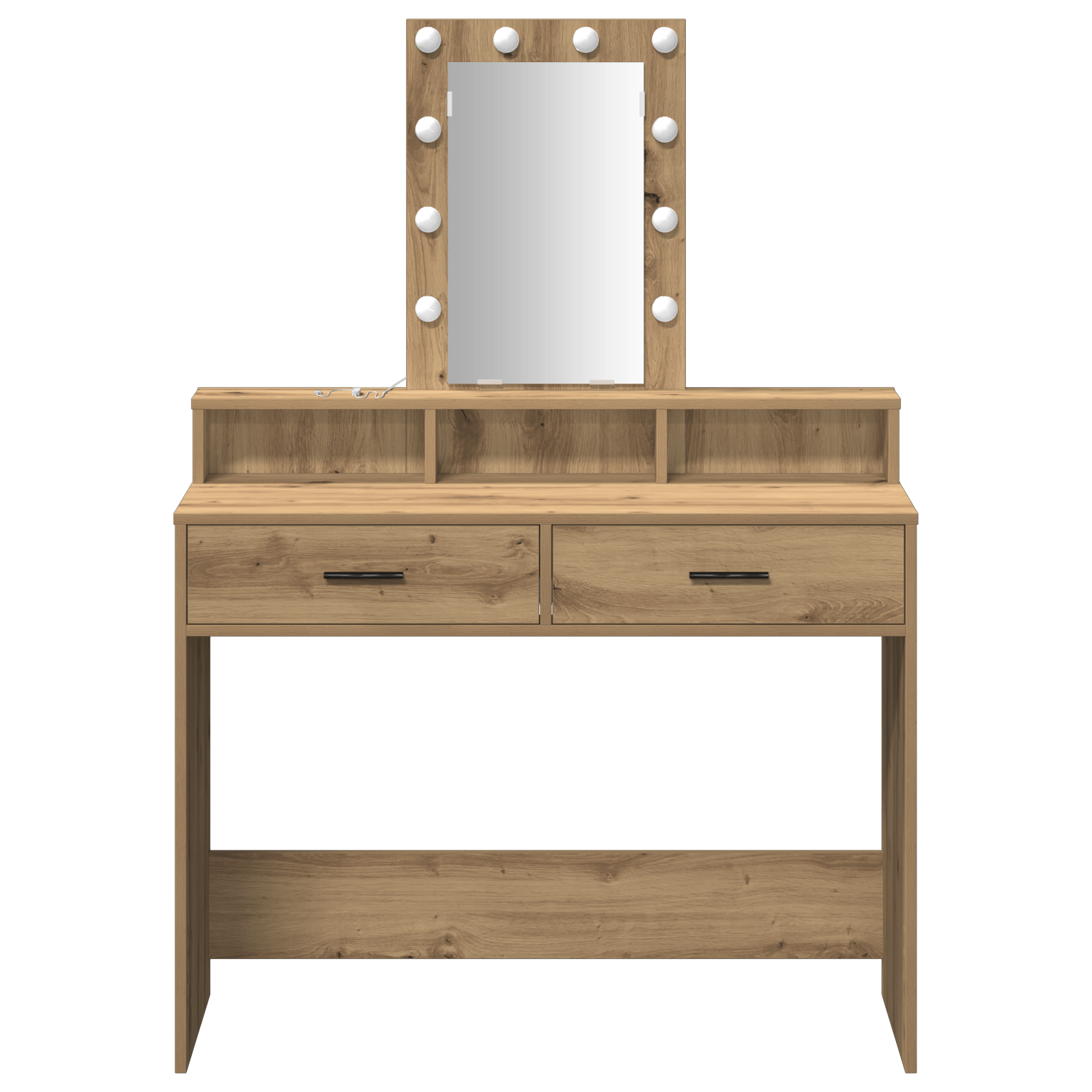 Masa de toaleta cu lumini LED Stejar Artisan 100x41x140 cm — imaginea 5