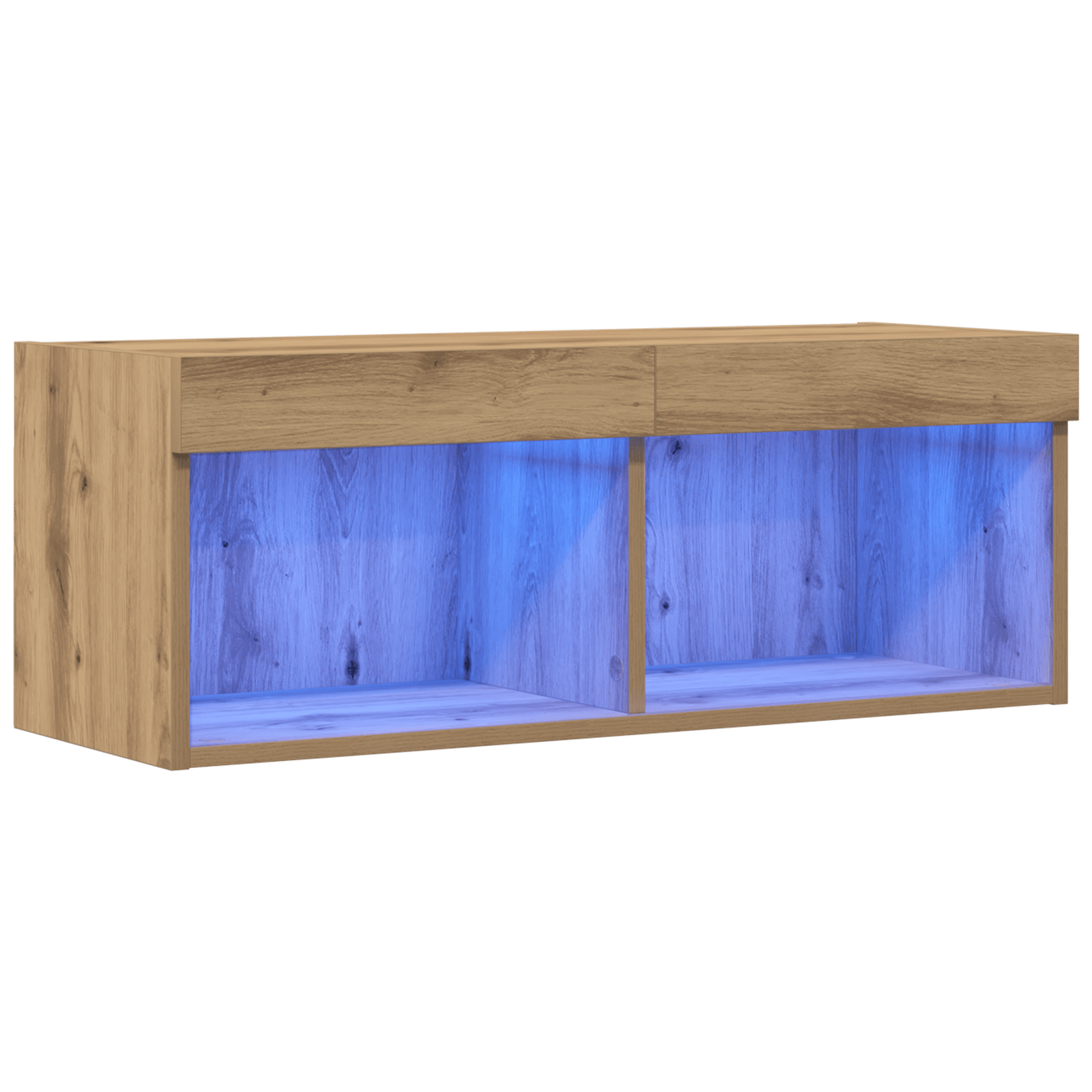 Dulap TV de perete cu LED, stejar artizanal, 80x30x30 cm — imaginea 2