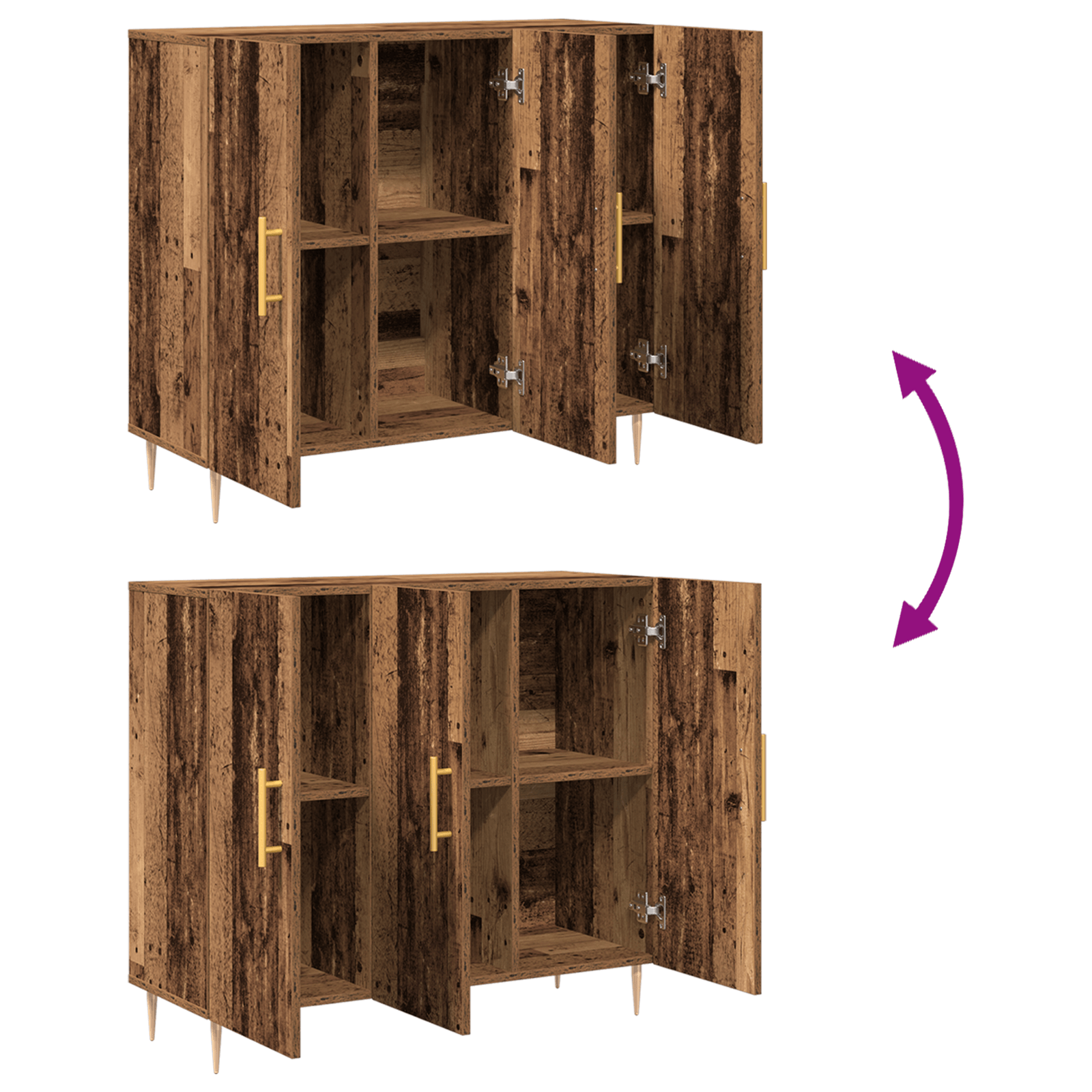 Sideboard din lemn vechi, 90x34x80 cm, din lemn masiv recuperat — imaginea 11