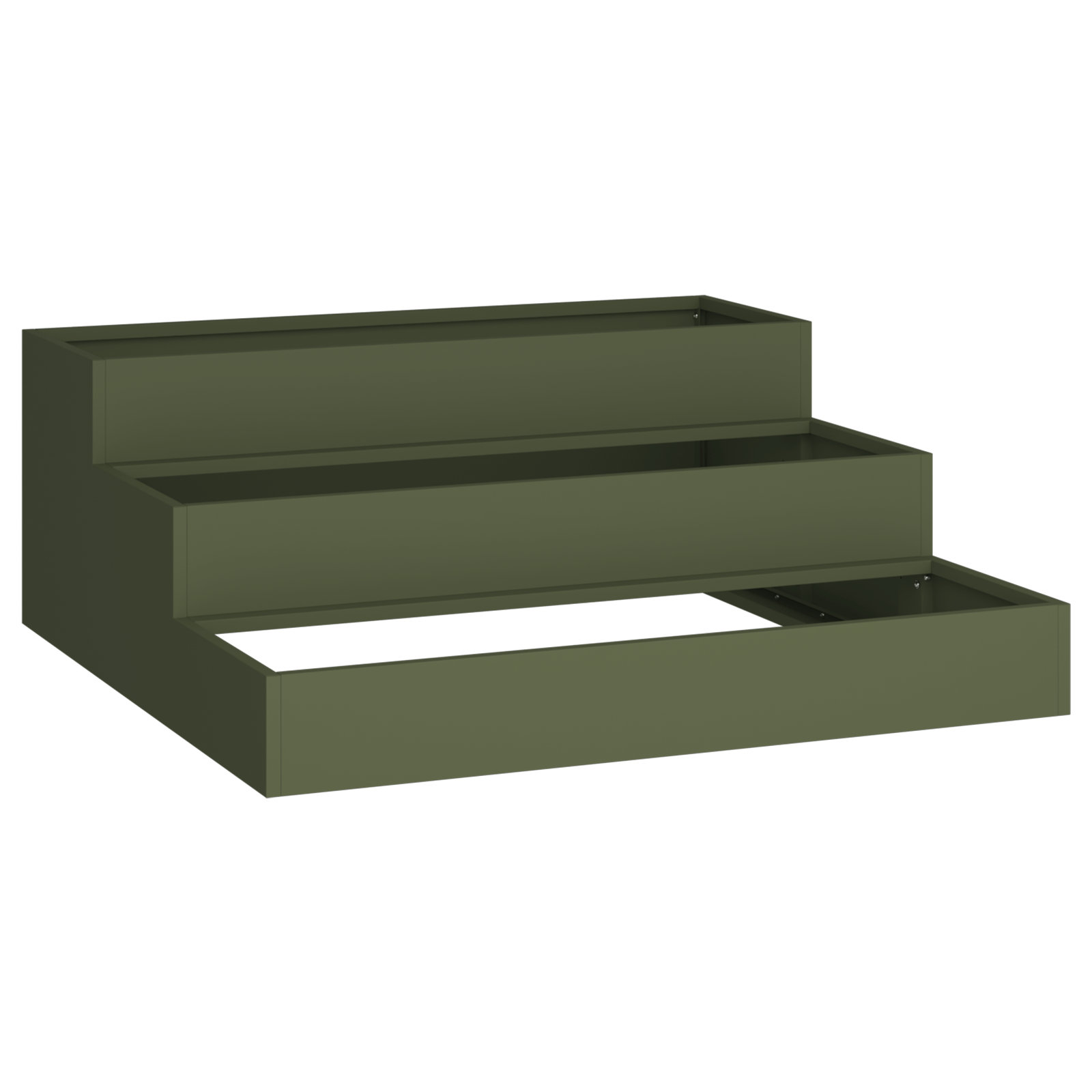 ghiveci de gradina 3-nivele 90x90x35 cm Verde masliniu Otel — imaginea 2