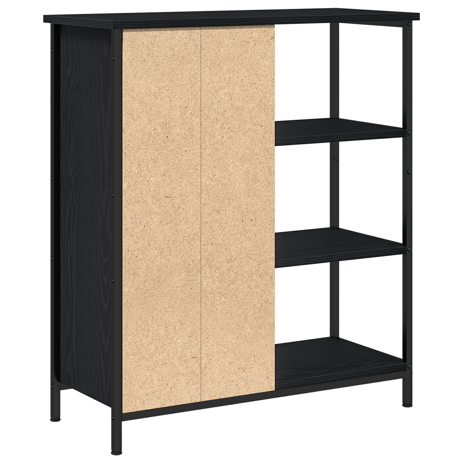 Bufet Negru Stejar 70x30x80 cm Lemn prelucrat — imaginea 4