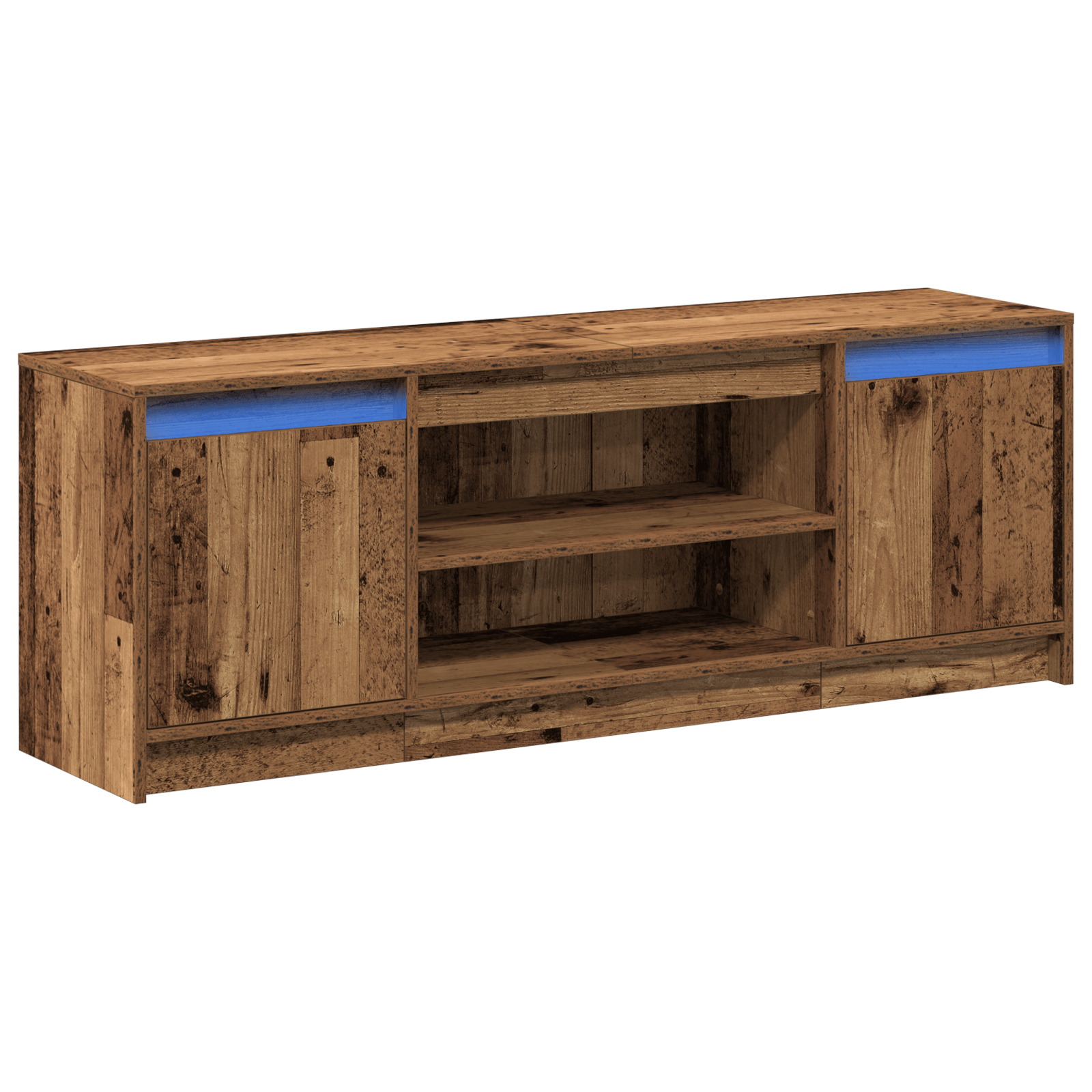 Cabinet TV cu LED Lemn Veche 139.5x34x50 cm Lemn Compozit — imaginea 2