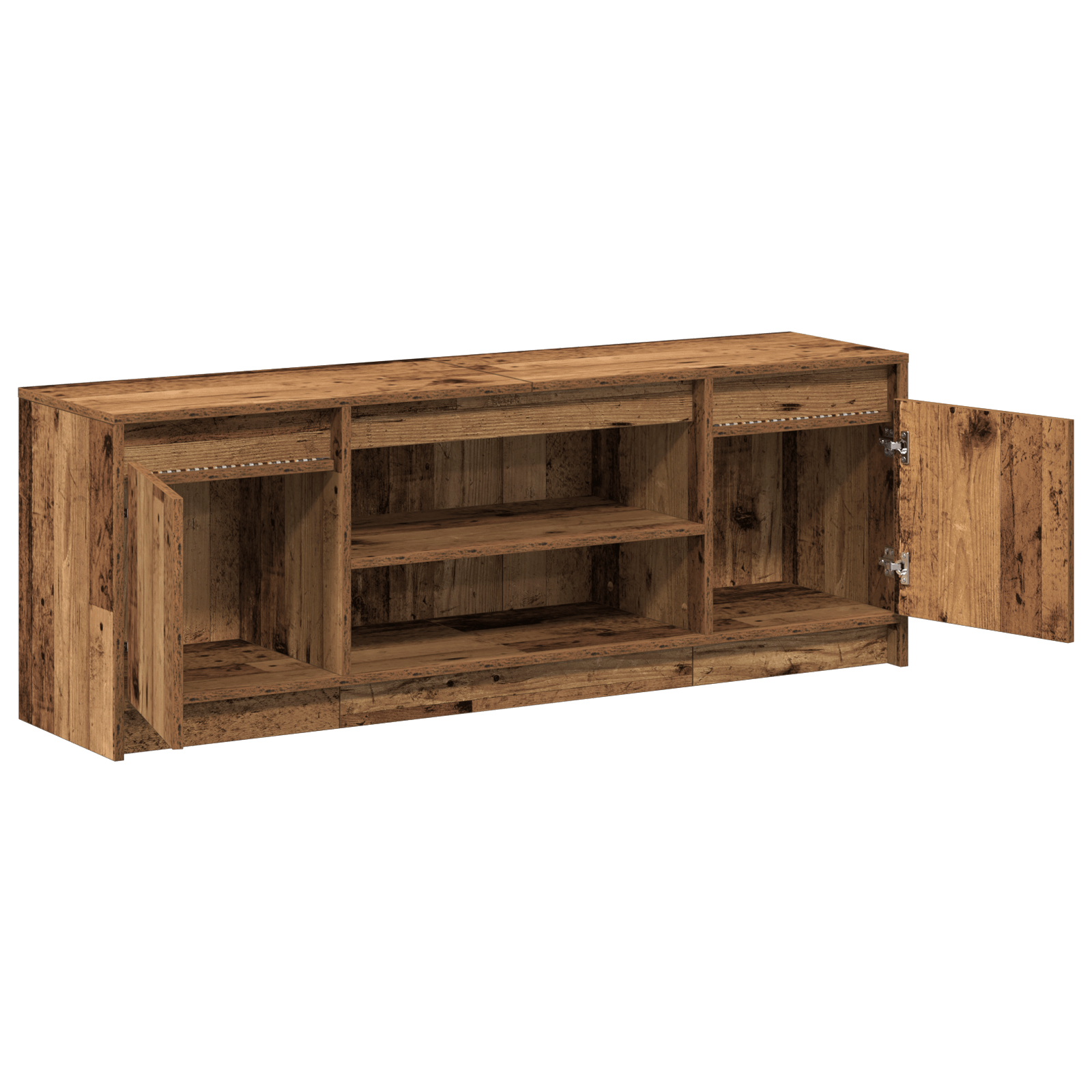 Cabinet TV cu LED Lemn Veche 139.5x34x50 cm Lemn Compozit — imaginea 5