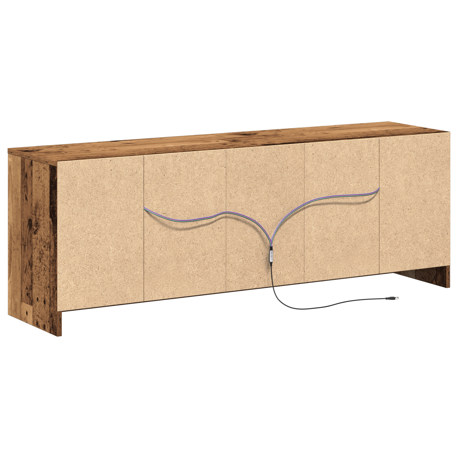 Cabinet TV cu LED Lemn Veche 139.5x34x50 cm Lemn Compozit — imaginea 8