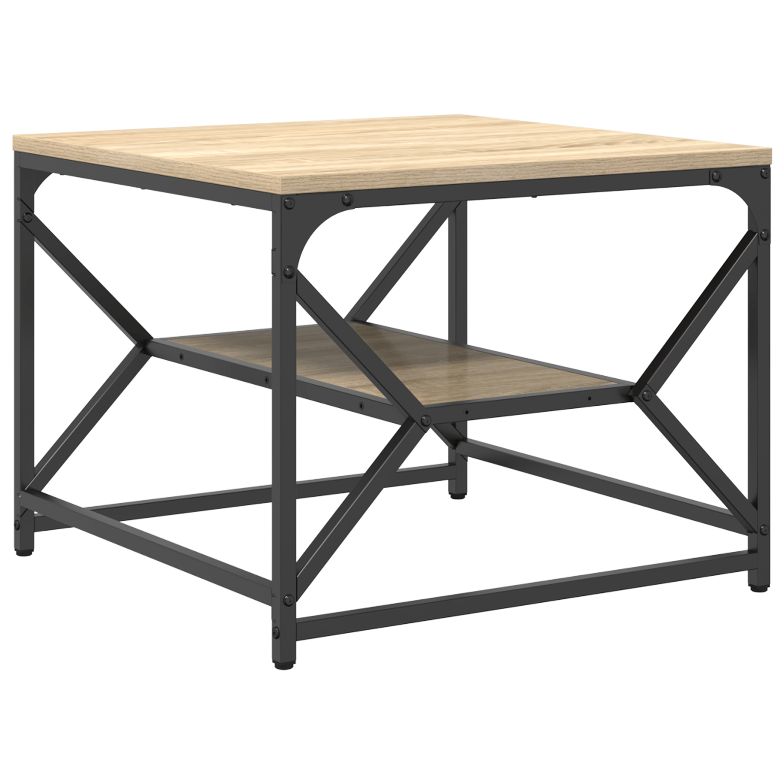 Masa de cafea cu raft din stejar Sonoma – 51x50x40 cm – fabricata din lemn prelucrat — imaginea 2