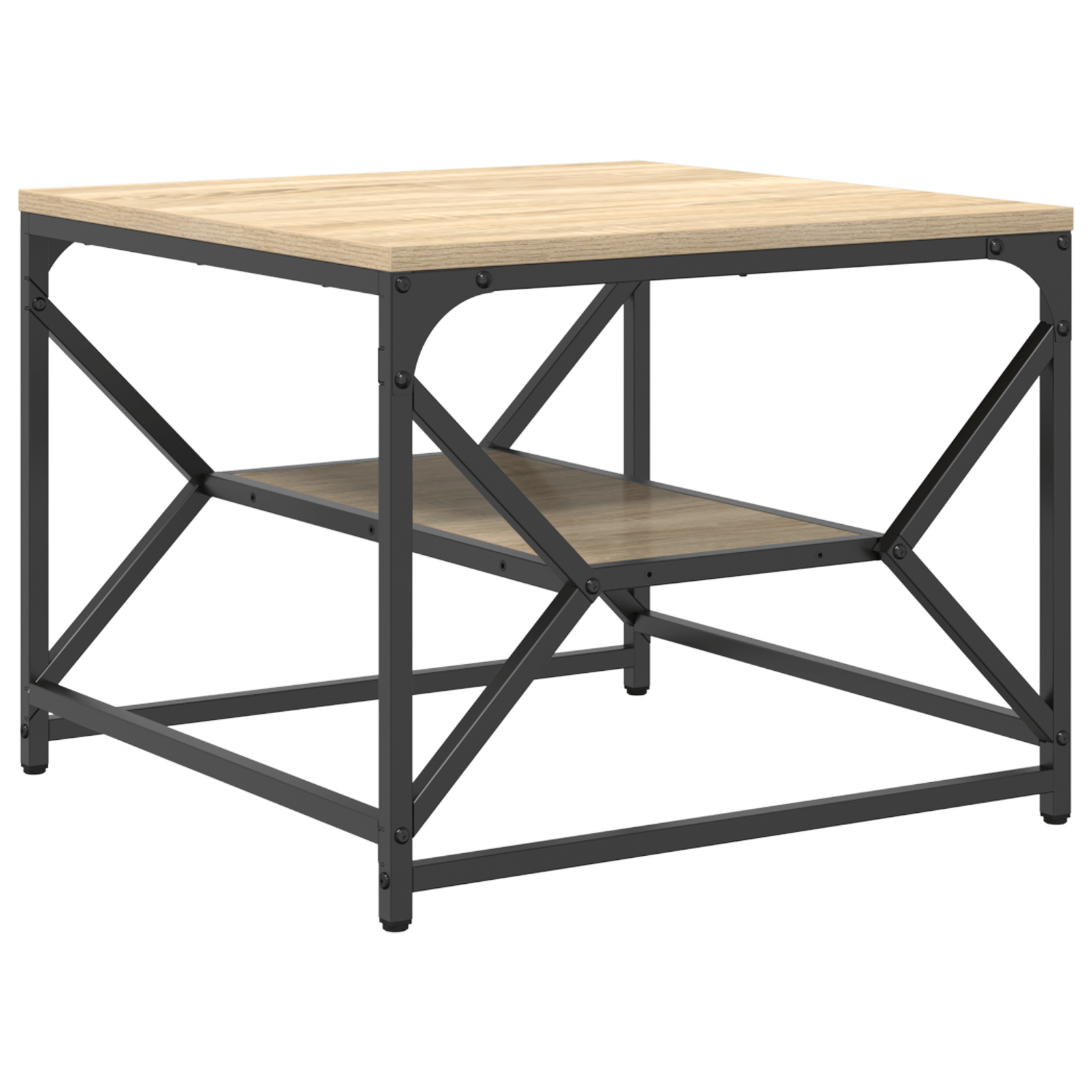 Masa de cafea cu raft din stejar Sonoma – 51x50x40 cm – fabricata din lemn prelucrat — imaginea 5