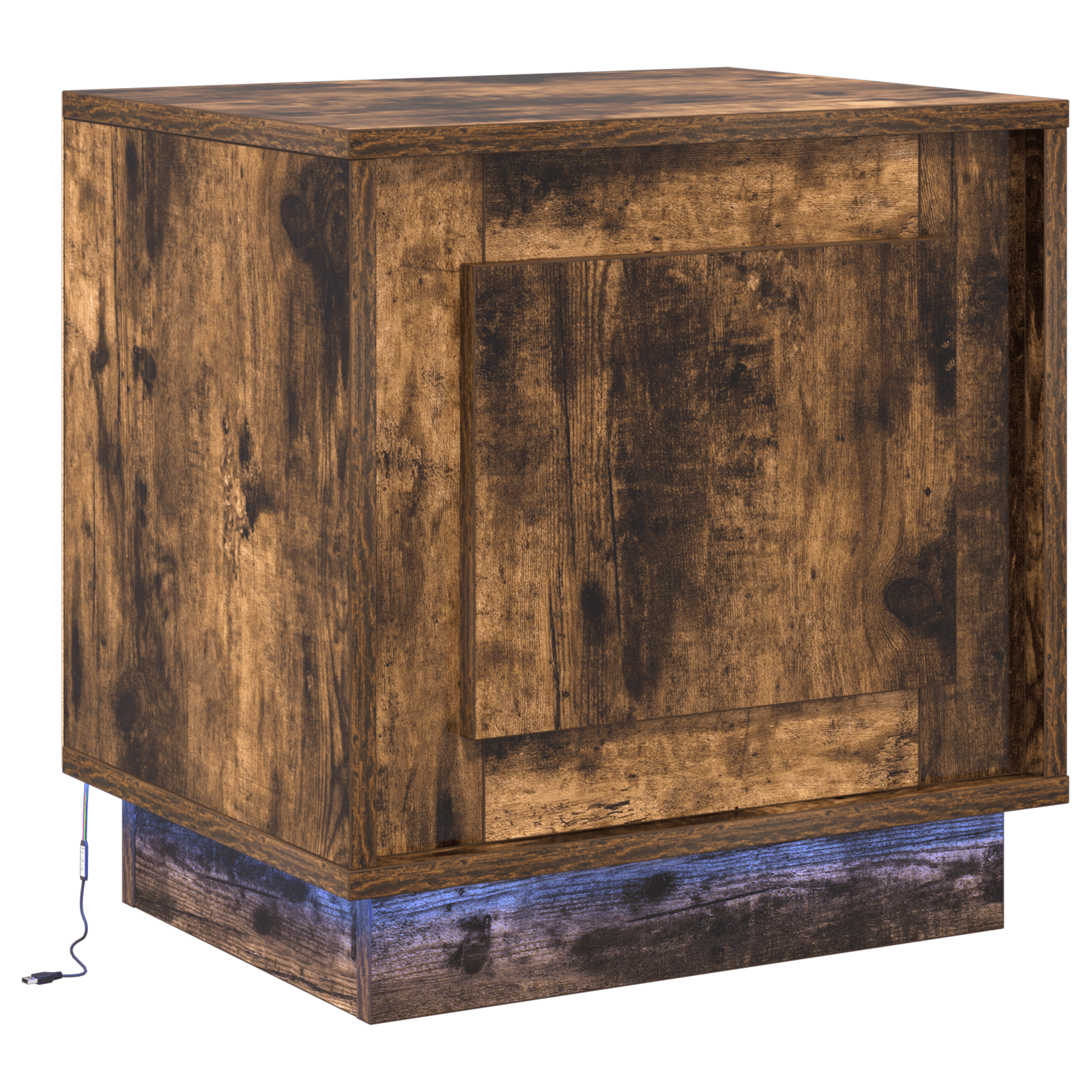 Comoda de Noptiera cu Lumini LED Stejar Semi-Transparent 44x34,5x45 cm — imaginea 2