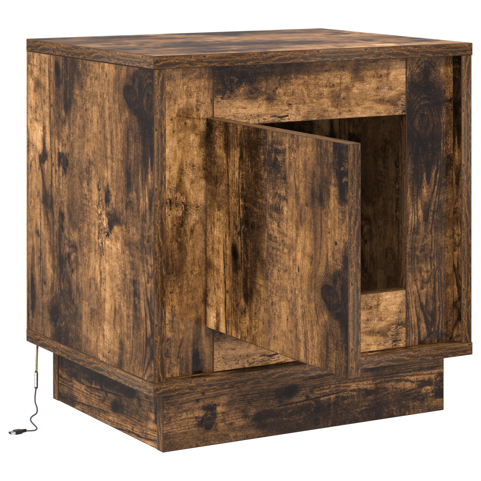 Comoda de Noptiera cu Lumini LED Stejar Semi-Transparent 44x34,5x45 cm — imaginea 5