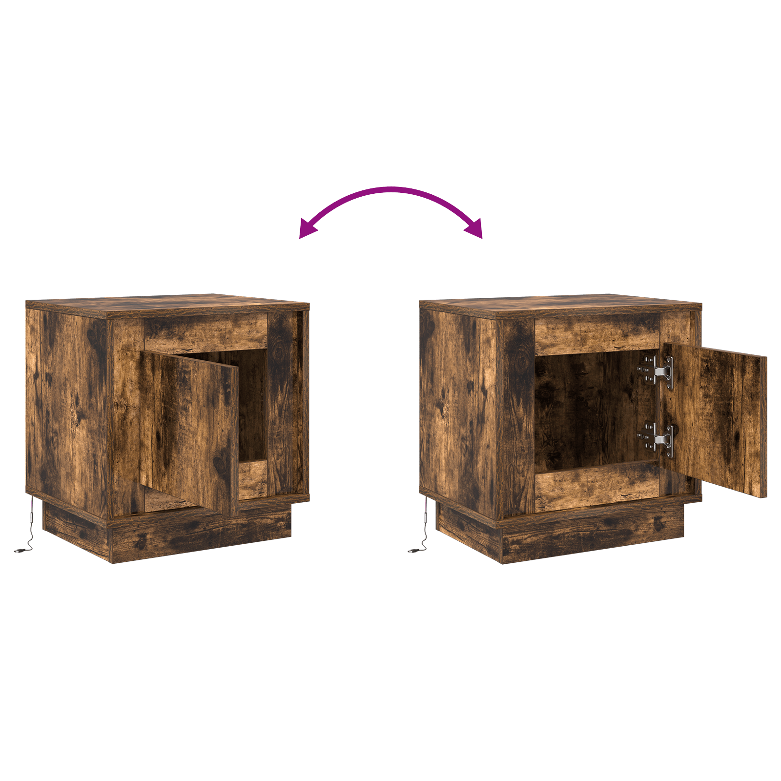 Comoda de Noptiera cu Lumini LED Stejar Semi-Transparent 44x34,5x45 cm — imaginea 12