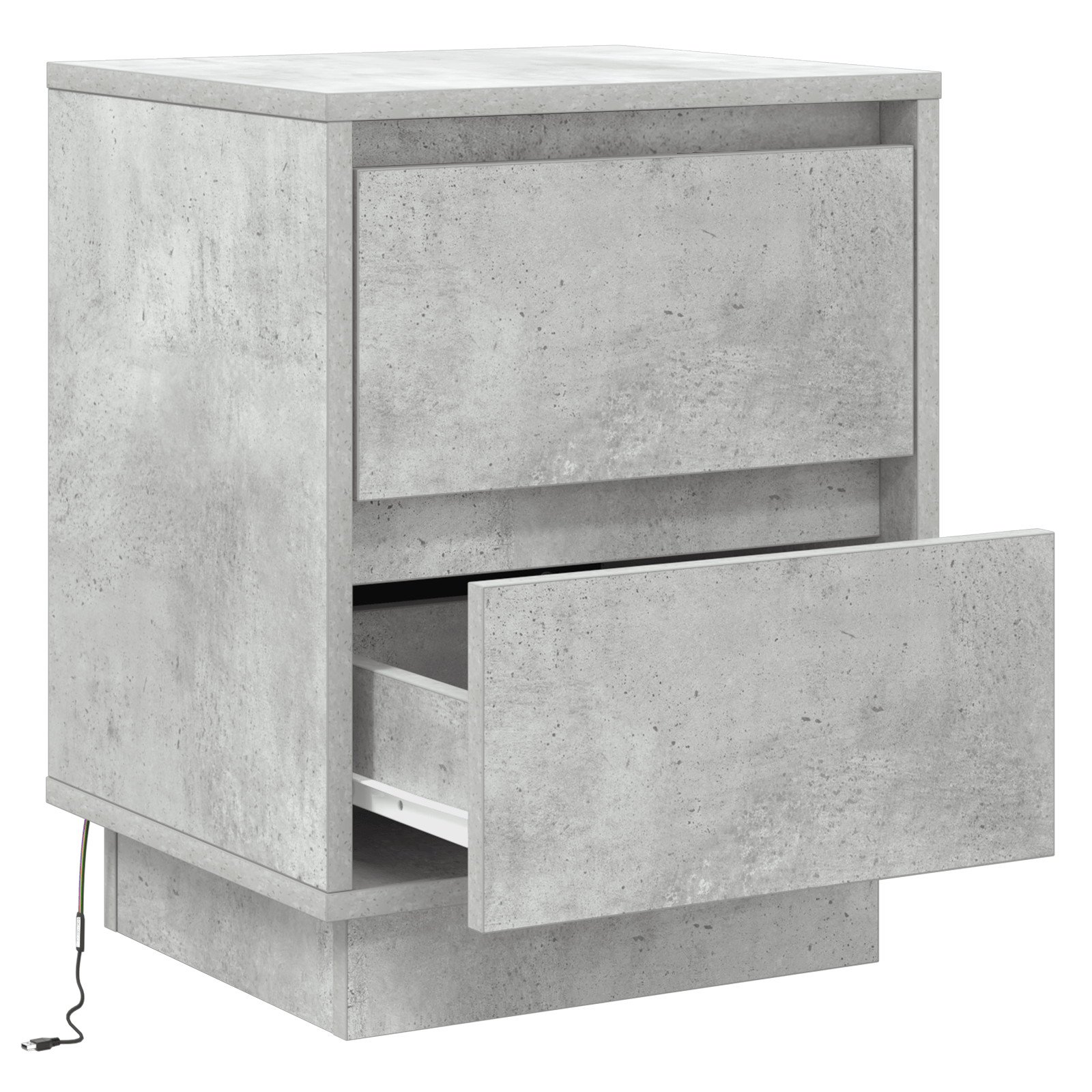 Noptiere cu lumini LED 2 buc Gri din beton 39x34.5x50 cm — imaginea 7