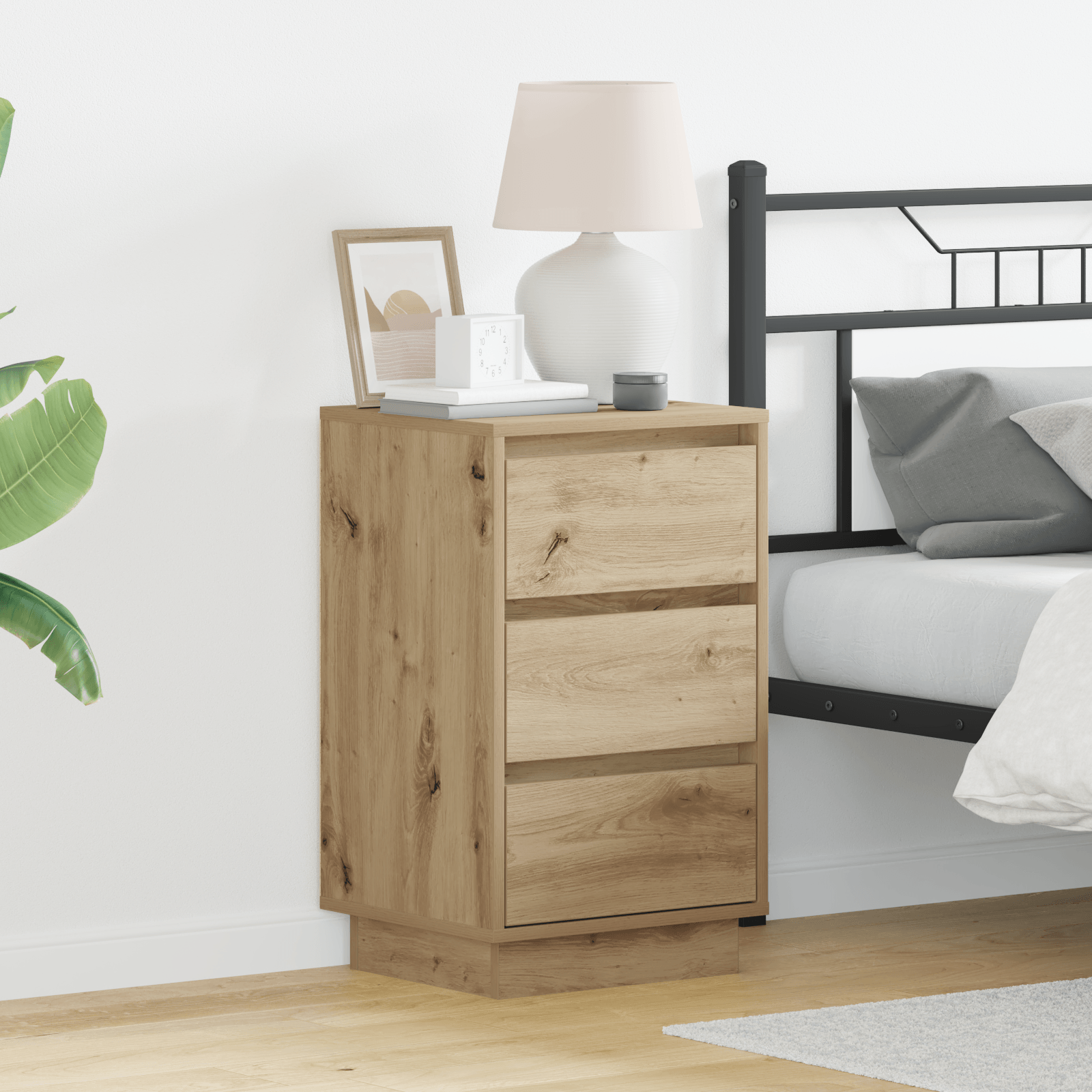 Noptiera cu LED Artisan Oak 39x34.5x65 cm Lemn prelucrat