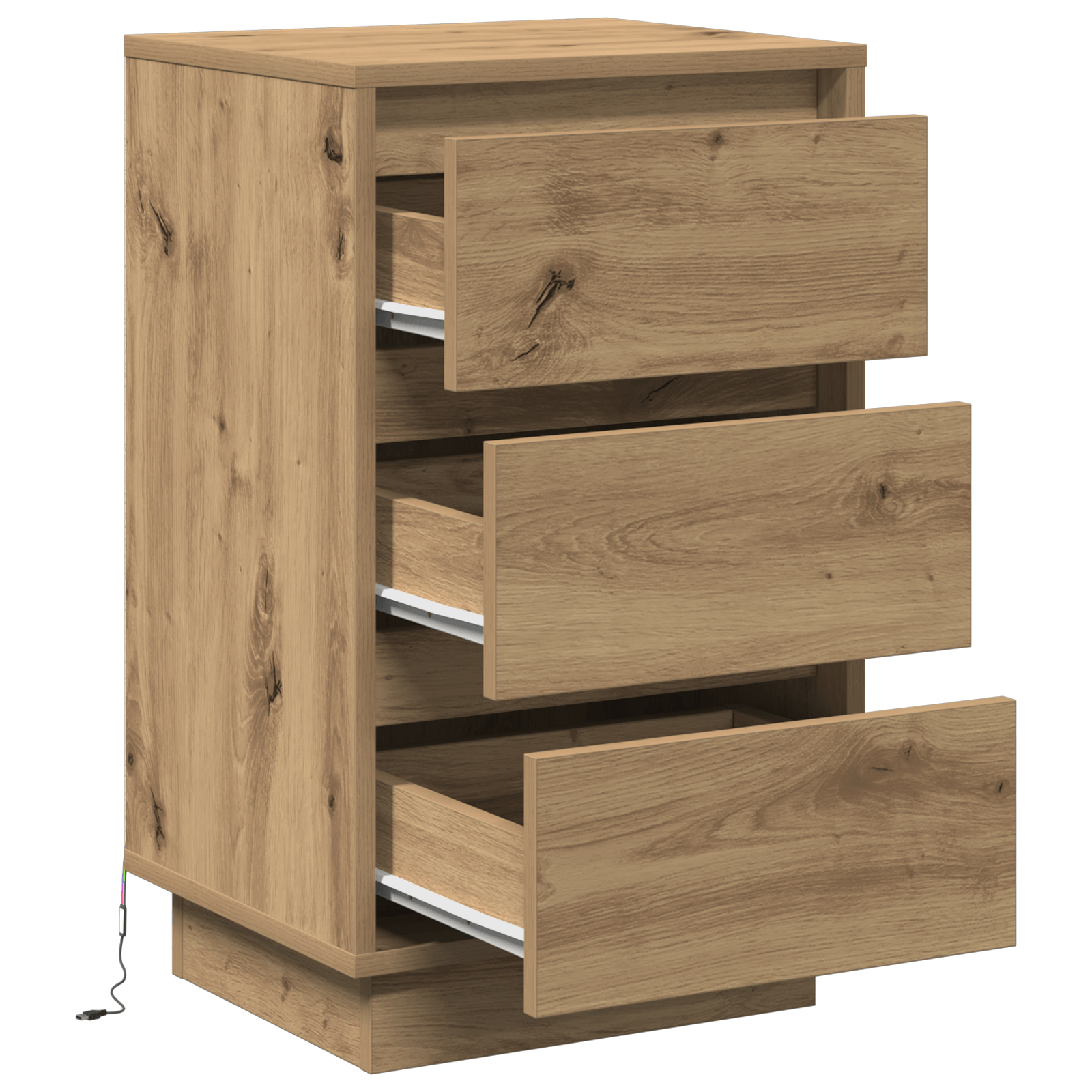 Noptiera cu LED Artisan Oak 39x34.5x65 cm Lemn prelucrat — imaginea 5