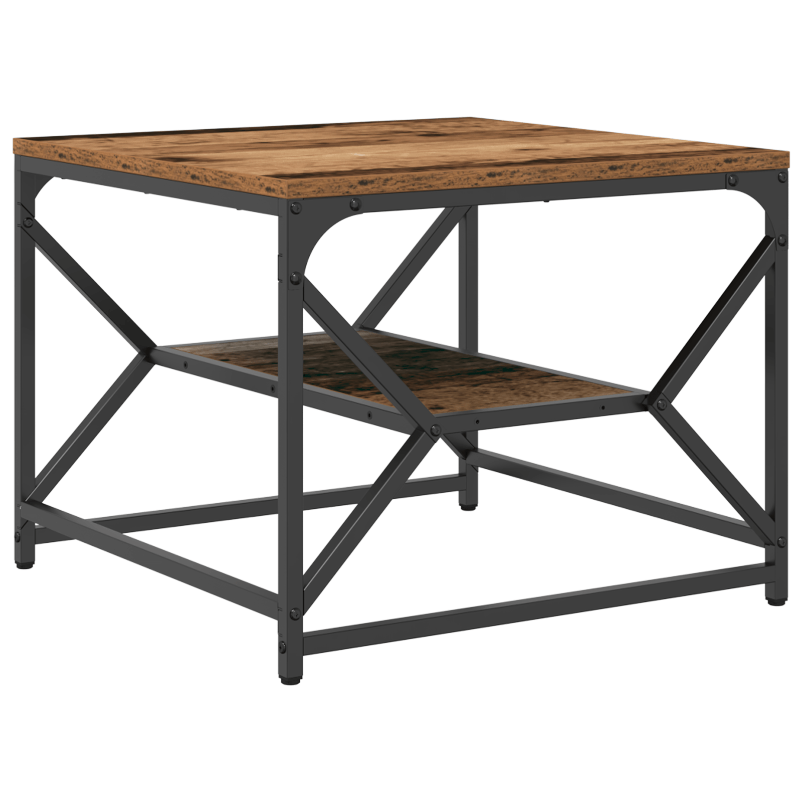 Masa de cafea cu raft din lemn vechi 51x50x40 cm din lemn compus — imaginea 2