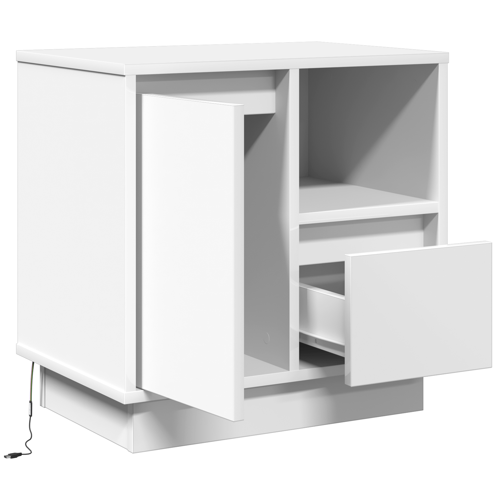 Noptiera cu LED Alb 50x34,5x50 cm — imaginea 2